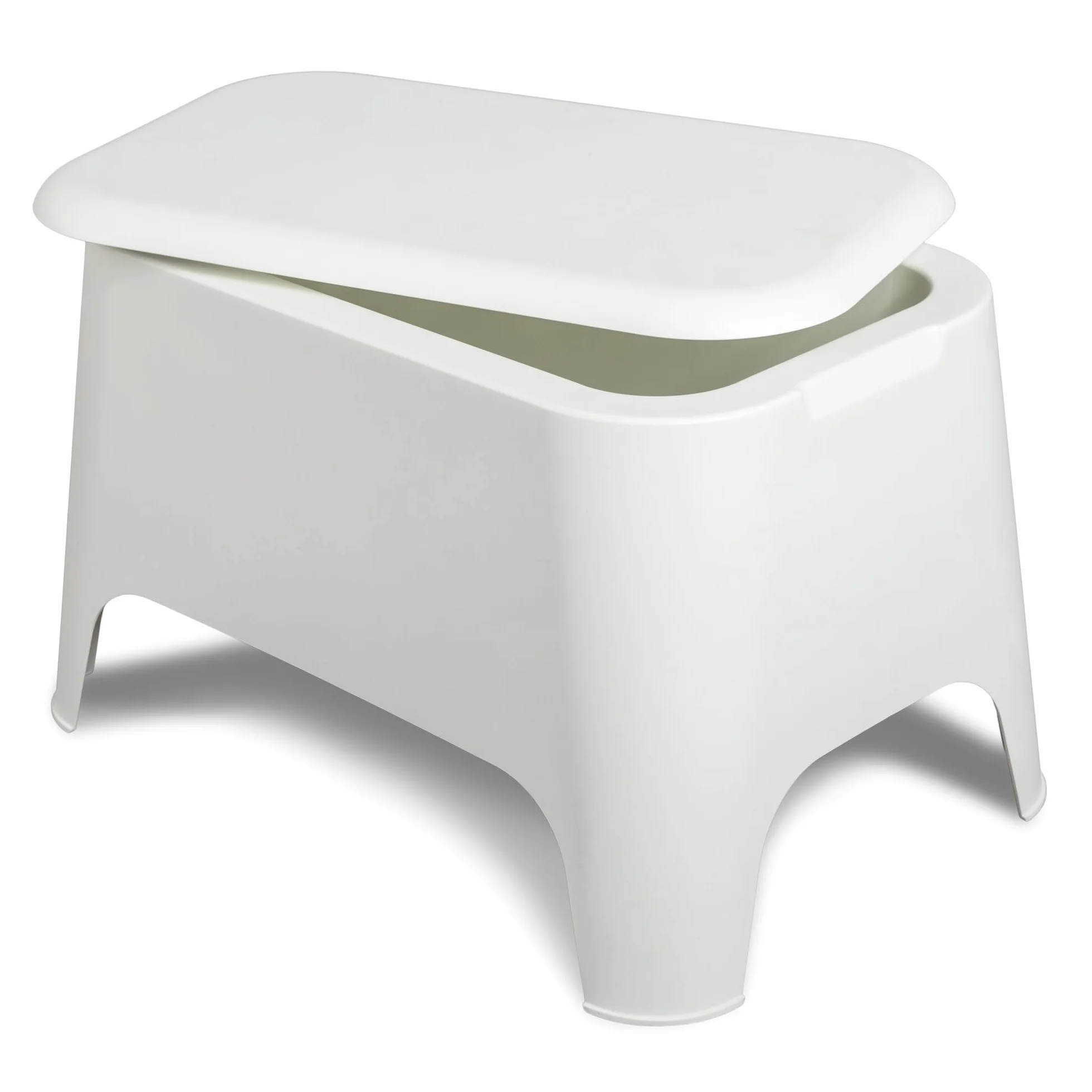 Tavolino Petra bianco 59x39x36 cm moderno con vano portaoggetti 21 litri coperchio rimovibile plastica riciclata uso esterno