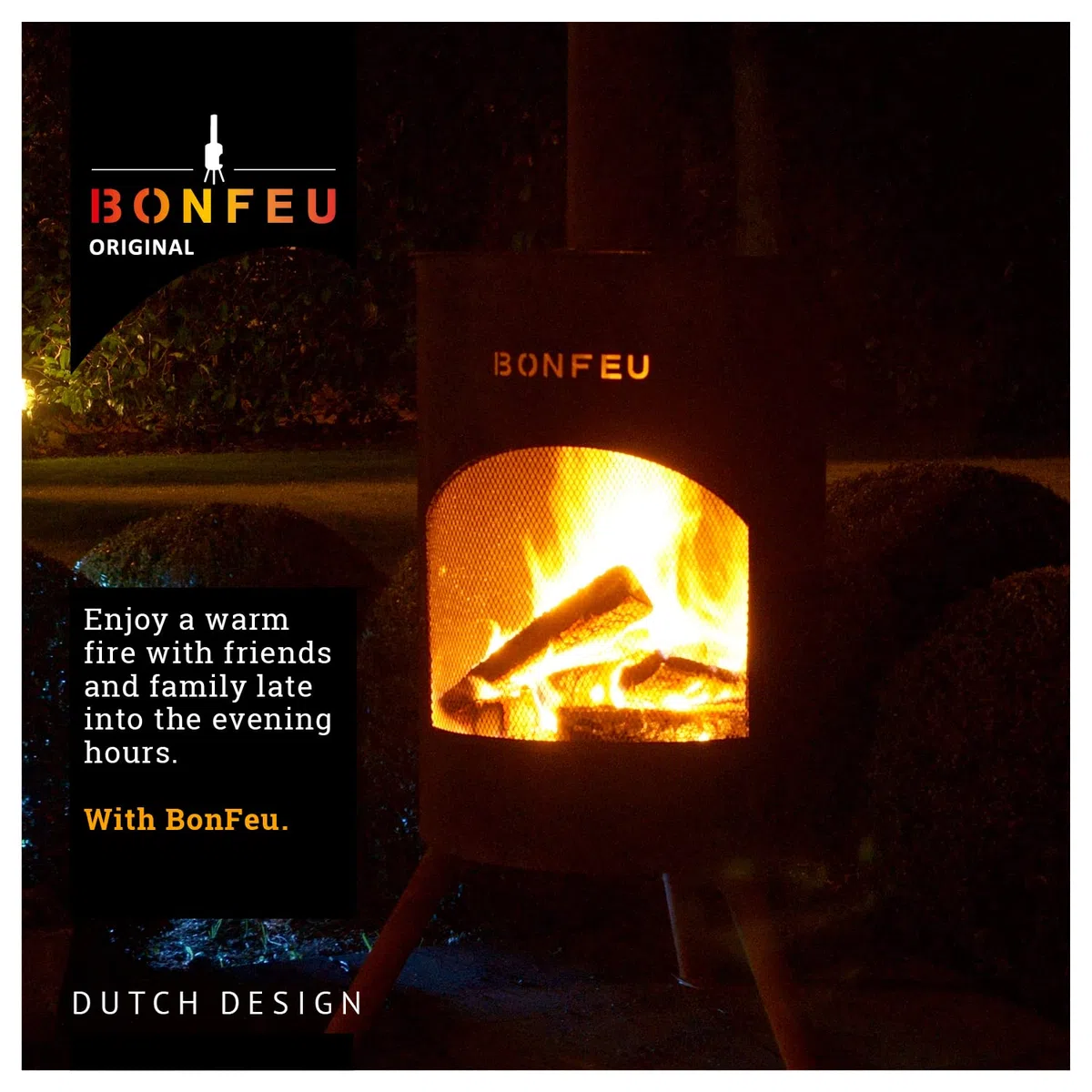 BonFeu BonTon 40 Nero Stufa da patio camino da esterno 40x40x145cm