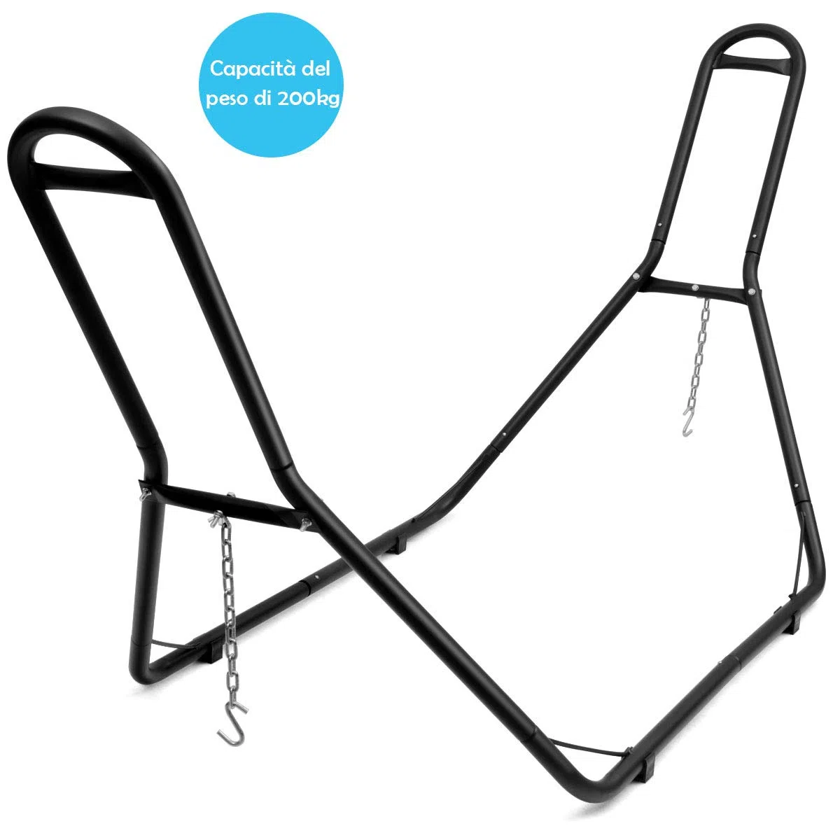 COSTWAY Supporto Universale, Telaio per Amaca Regolabile, Capacità 200 kg, 2 Persone, Adatto per Amache da 2,75 a 3,6 m di Lunghezza, per Terrazza Esterna Coperta da Giardino, Nero (amaca non inclusa)