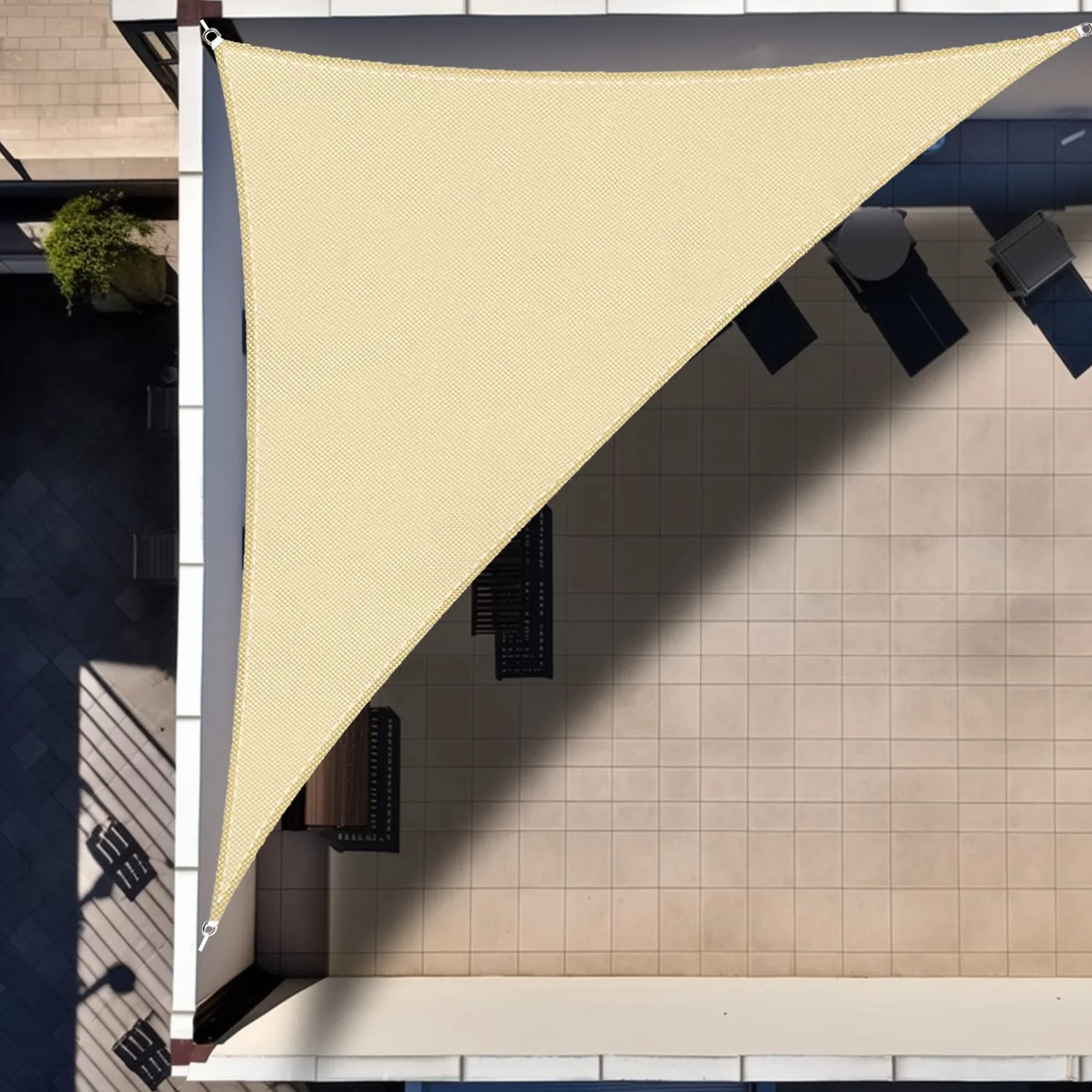 IOAOI Tenda a Vela Impermeabile Triangolare 3x4x5 m Protezione UV 98% per Esterno Giardino Terrazzo Giallo chiaro