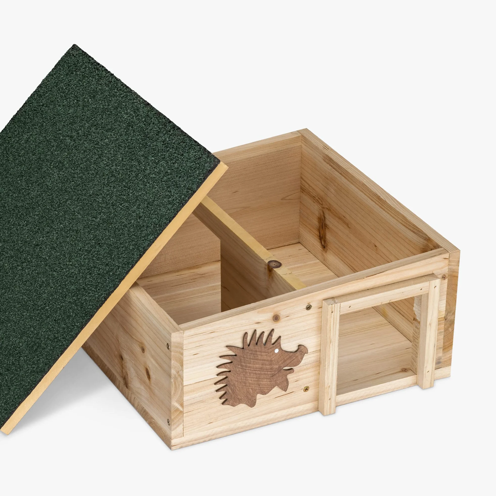 Navaris Casa per Ricci - Casetta in Legno Abete per Erinaceidi e Piccoli Roditori 40x40x19cm - Tana per Letargo Invernale Riccio con Tetto Amovibile