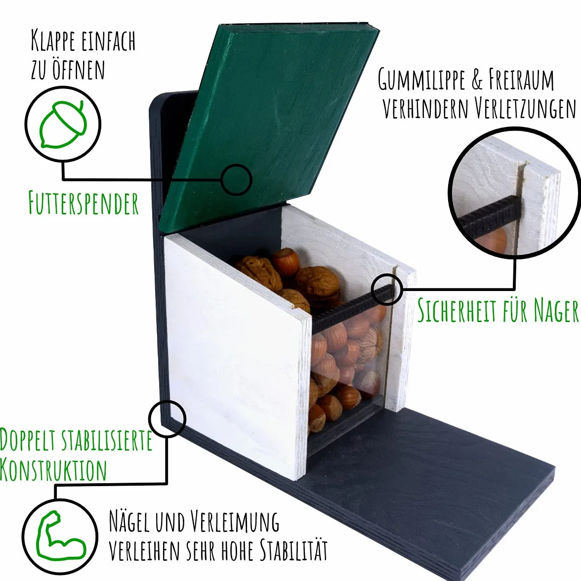 Casetta per scoiattoli resistente alle intemperie, molto stabile e sicura, sistema di ventilazione per alimenti secchi di scoiattolo, casa di scoiattoli