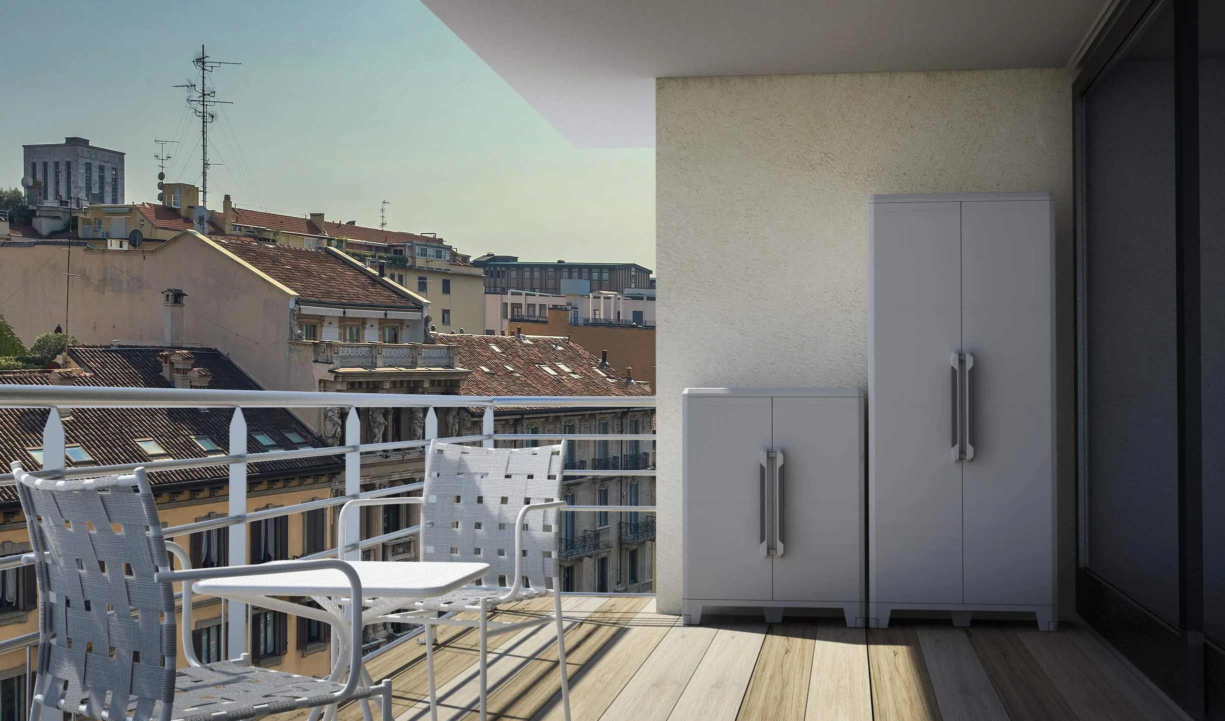 Terry, Transforming Modular 5, Armadio Multifunzionale Alto, da Esterno Interno, Due Ante. Materiale: Plastica, Dimensioni: 78x43,6x225,8 cm