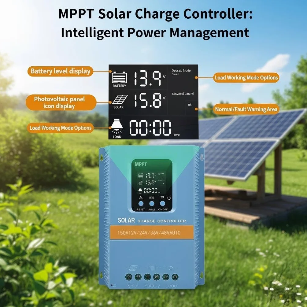 Regolatore di carica solare MPPT 150A 12V/24V/36V/48V LiFePO4 batteria al piombo