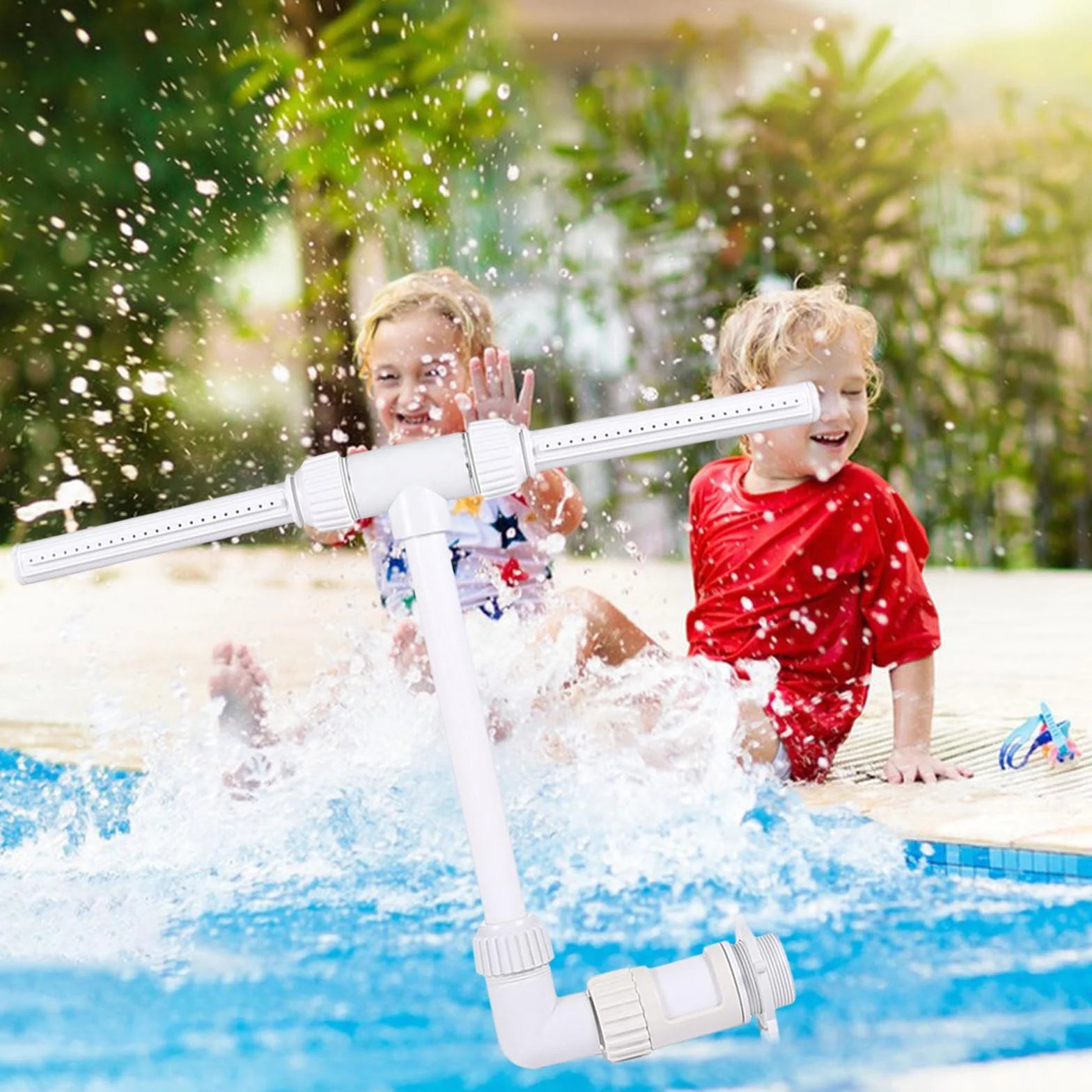 Fontana per Piscina, Fontana D'Acqua a Doppio Spruzzo, Piscina Cascata Fontana Spruzzatore, Fontane per Piscine a Cascata Spray,Fontana D'acqua a Doppio Spray,per Piscina Fuori per Terra e Sotterranea