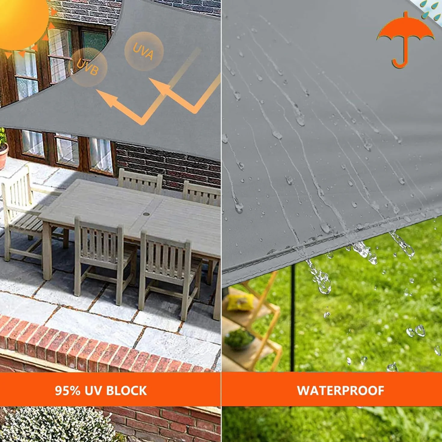Tenda a Vela Parasole 3.5x4m Vela Ombreggiante Rettangolare Impermeabile Tenda a Vela Giardino Protezione UV Tende da Sole con Corda di Nylon e Occhiellato per esterno giardino