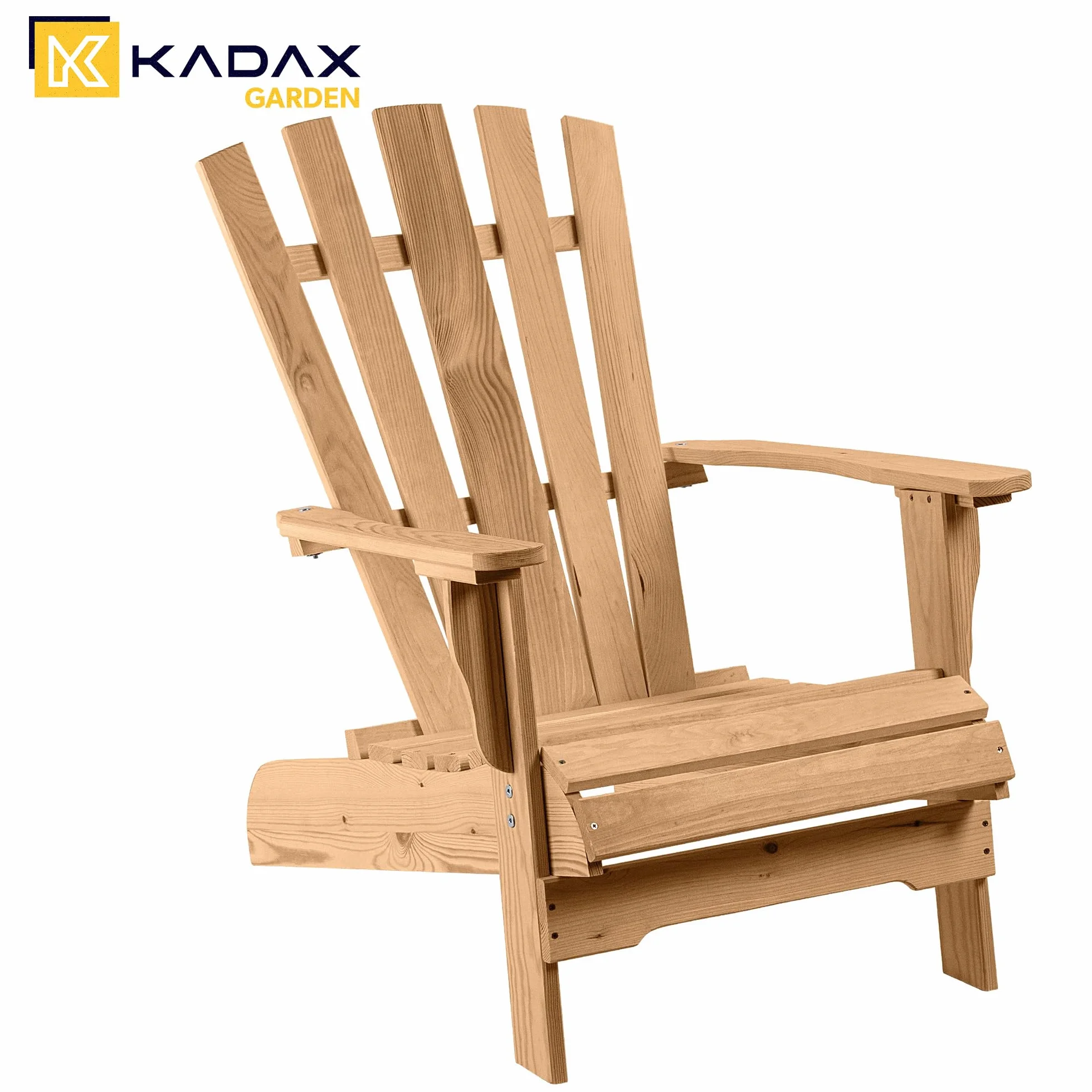 KADAX Adirondack - Sedia da giardino in legno, con schienale alto e braccioli, sedia relax, per esterni, in legno (scuro)