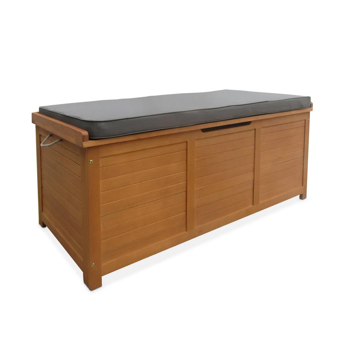 sweeek Cassapanca da Giardino in Legno 200L con martinetti Marrone Naturale - 125x60x96 cm