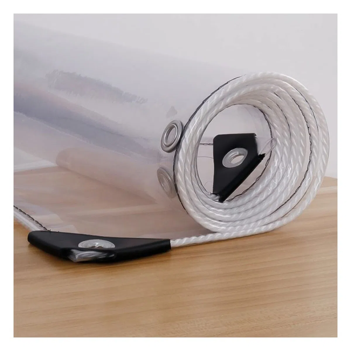 2.4x4m Telo Impermeabile Trasparente Occhiellato, 0.3mm Telone Antipioggia per Esterno, Telo Plastica Antivento per Balcone Giardino Gazebo