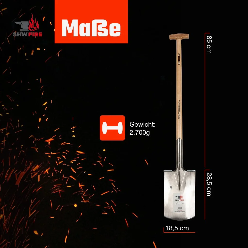 SHW-FIRE | Vanga per vivaio - 85 cm con manico T in hickory, robusta, per terreni duri e rocciosi, perfetta per lavori di giardinaggio e radicazione, durevole e di alta qualità | Prodotto in Germania