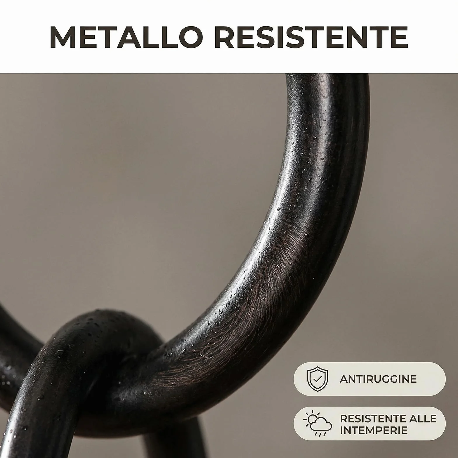 Catena Pluviale Giapponese in Rame per Drenaggio, Resistente all‘Inverno, Ideale per Barile di Pioggia, Nero (2.2m)