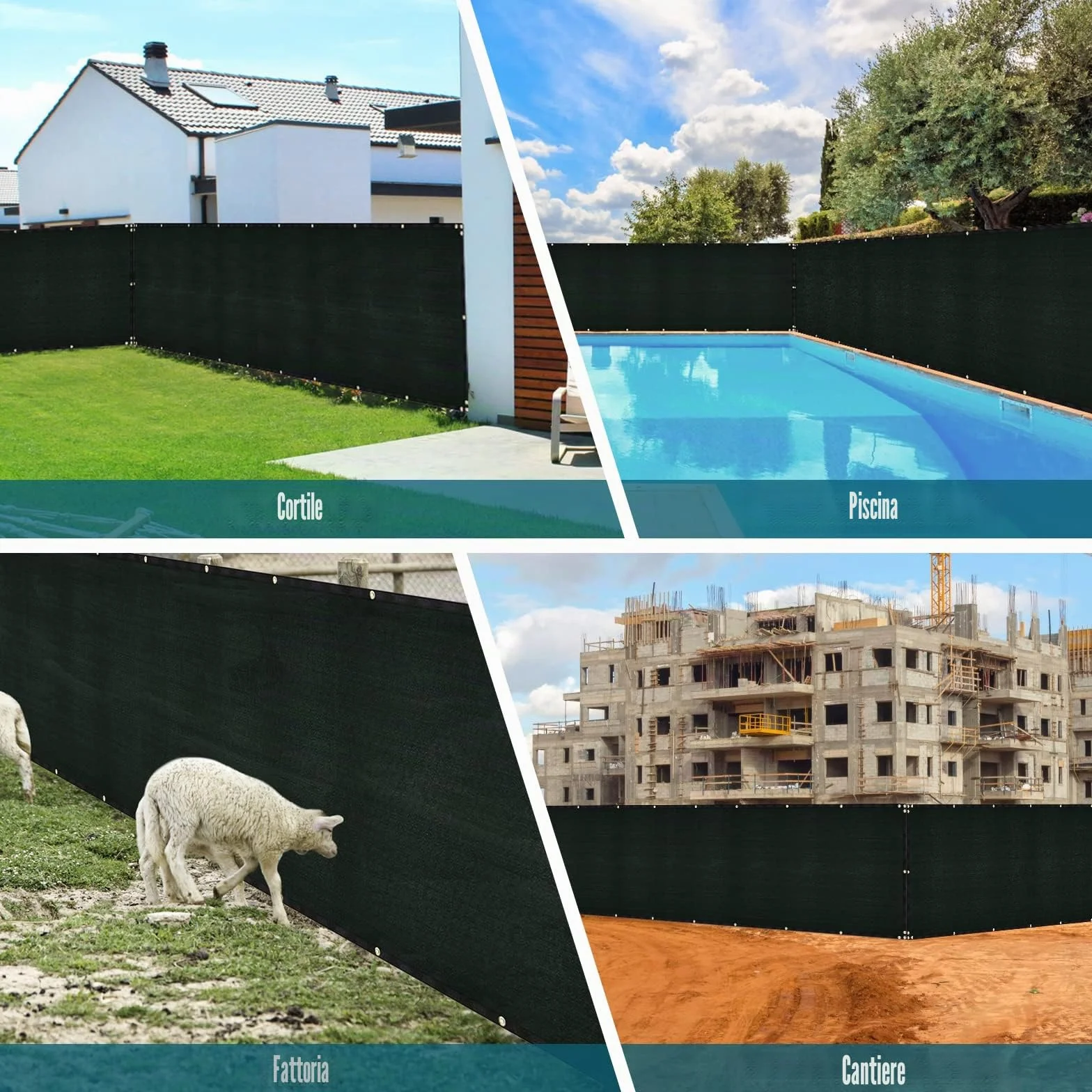 UIRWAY Telo Ombreggiante Sabbia 1,22m x 15,24m Rete Ombreggiante Occhiellato Protezione 90% Blocco Privacy Servizio Pesante HDPE 170g/m² Frangivista per Recinzione Giardino Terrazzo (Verde)