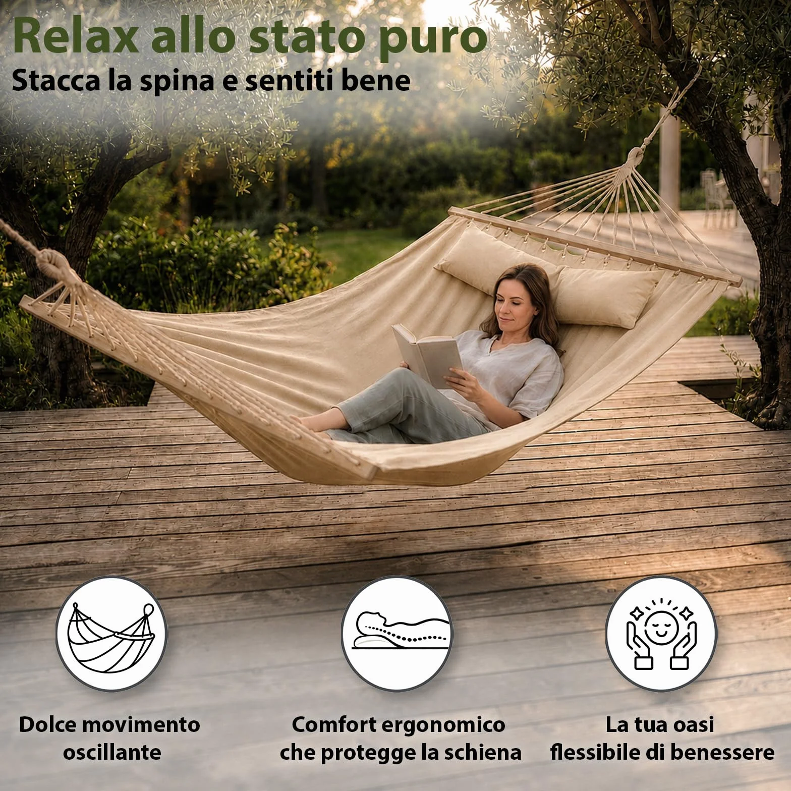 BB Sport Amaca Doppia 240x150 cm 300 kg 2 Persone Giardino