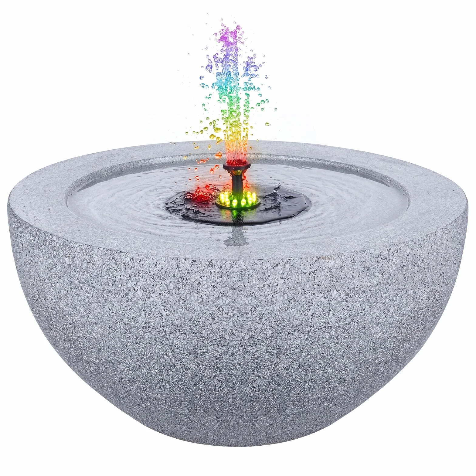 COSTWAY Fontana Solare da Giardino, Set di Fontana Solare da Esterno con Vasca Grande, 12 Luci a LED e 4 Ugelli Sostituibili, Fontanella Decorativa in Resina per Terrazze e Cortile, 50 x 50 x 25 cm