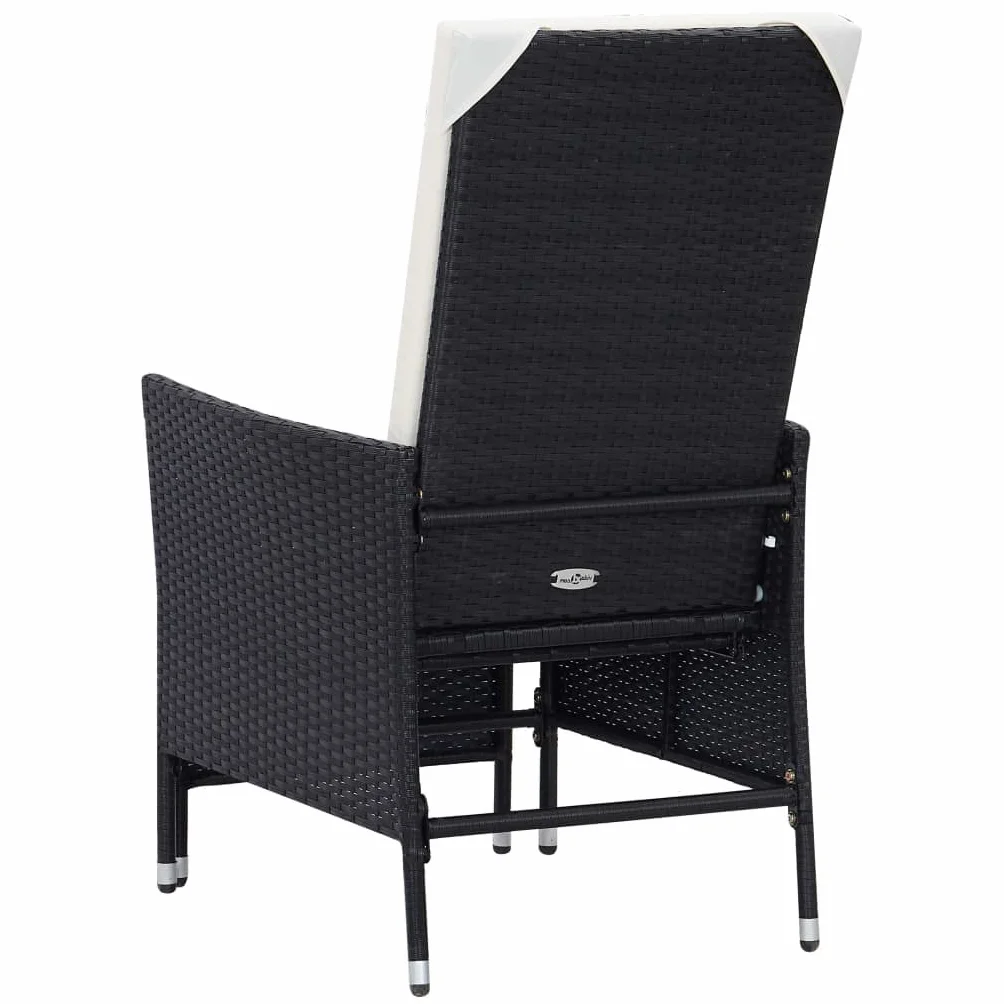 vidaXL Sedia da Giardino Reclinabile con Cuscino in Polyrattan Nero