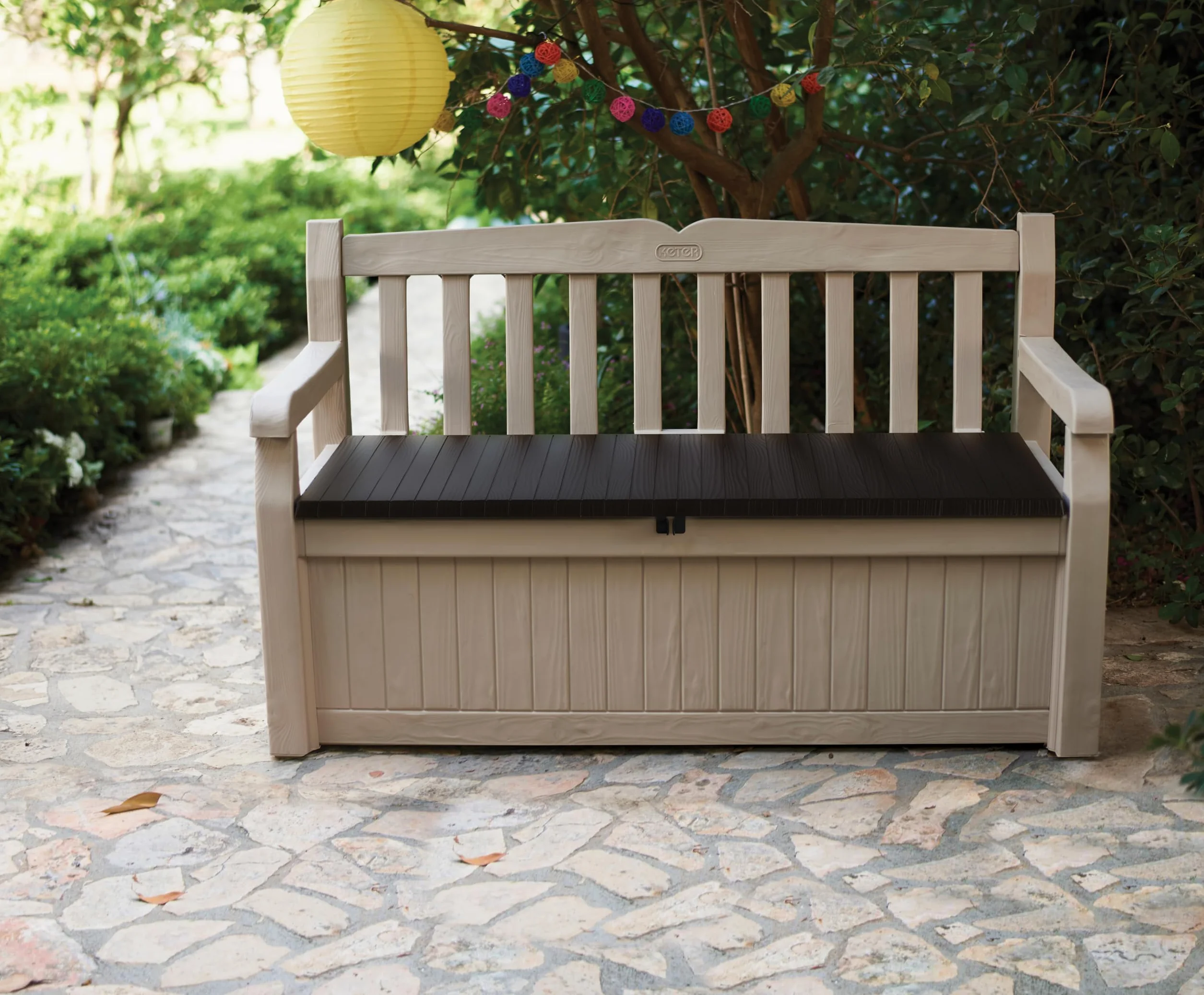 Keter Cassapanca Contenitore Eden 265L Resina Beige/Marrone 140x60x84 cm