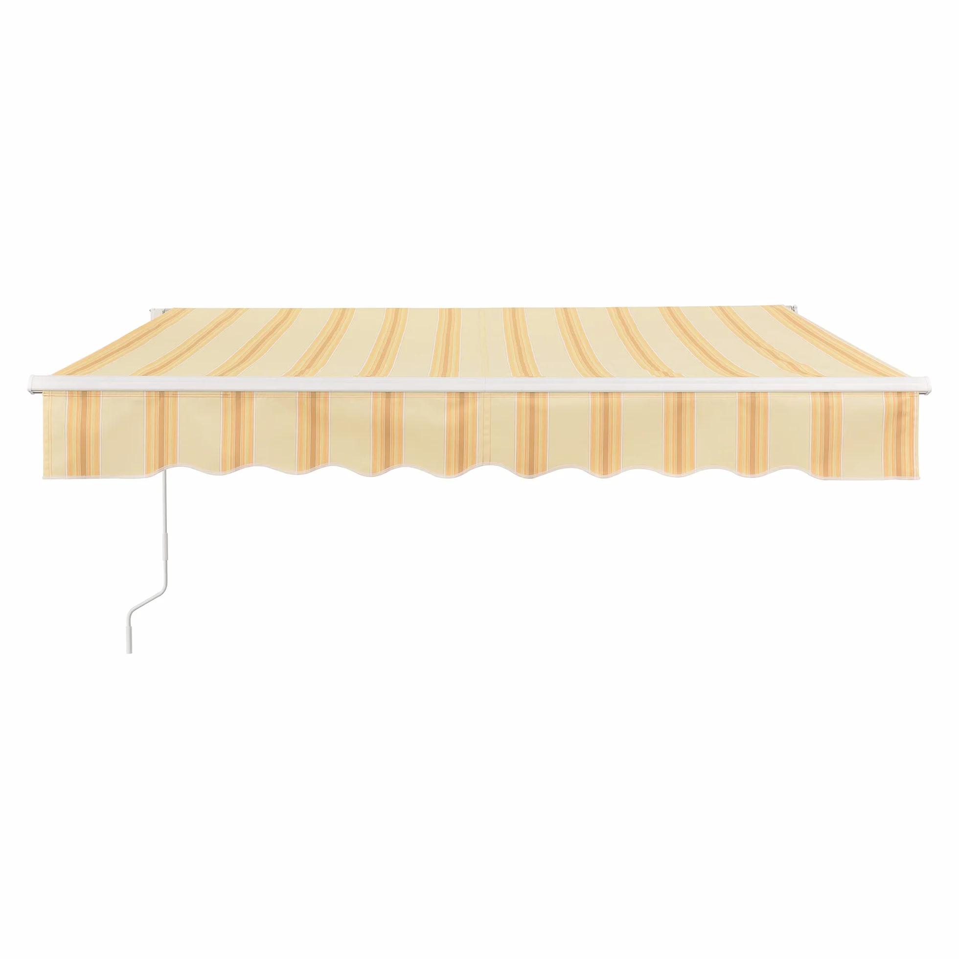 Tenda da Sole a Muro con Bracci Estensibili 300x250 cm Protezione UV Balconi Terrazze Giallo/Bianco