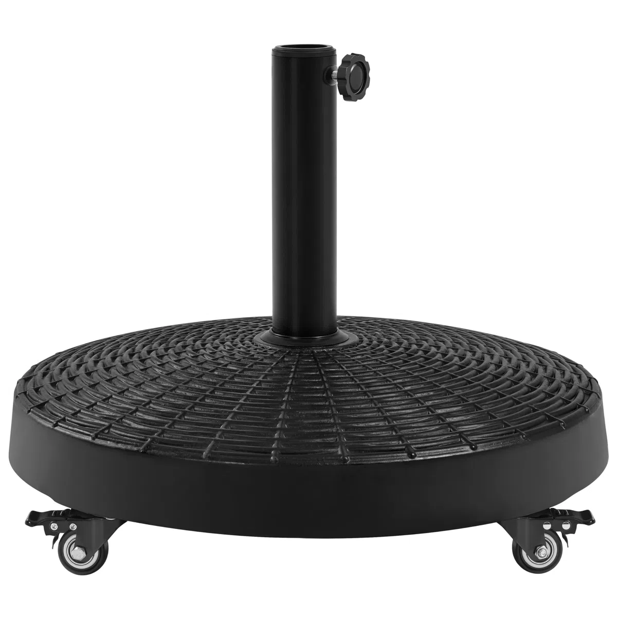 Yaheetech Base per Ombrellone da Giardino in Resina con Ruote da 25,3 kg Supporto per Pali da Ø38 mm e Ø48 mm Simile Rattan Esterno Veranda Terrazza Piscina Spiaggia Patio Nero