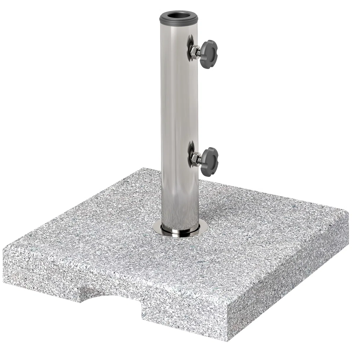Outsunny Base per Ombrellone in Granito da 21 kg, Base Quadrata per Ombrelloni da Esterno con Maniglie e 2 Manopole Regolabili, Ideale per Giardino, Patio, Bordo Piscina, Grigio