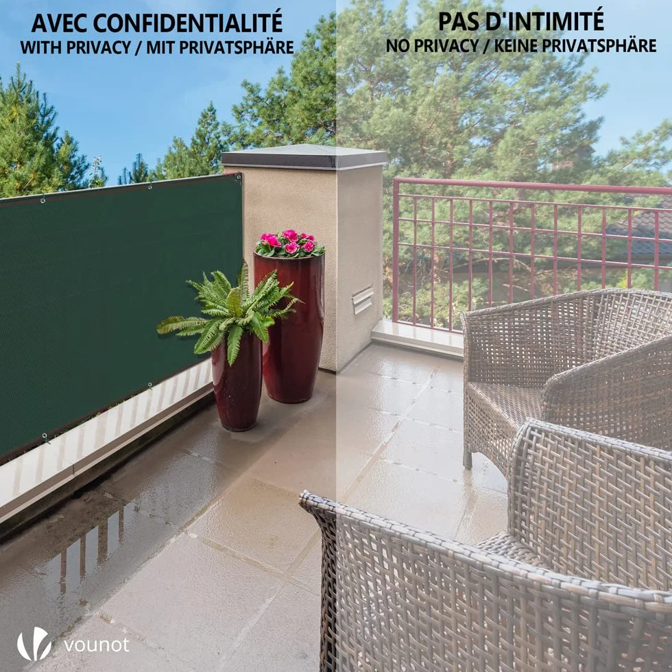 VOUNOT® Rete Ombreggiante 1.5×10m Telo Frangivista Giardino 230 g/m² HDPE Antistrappo Antivento con Fascette