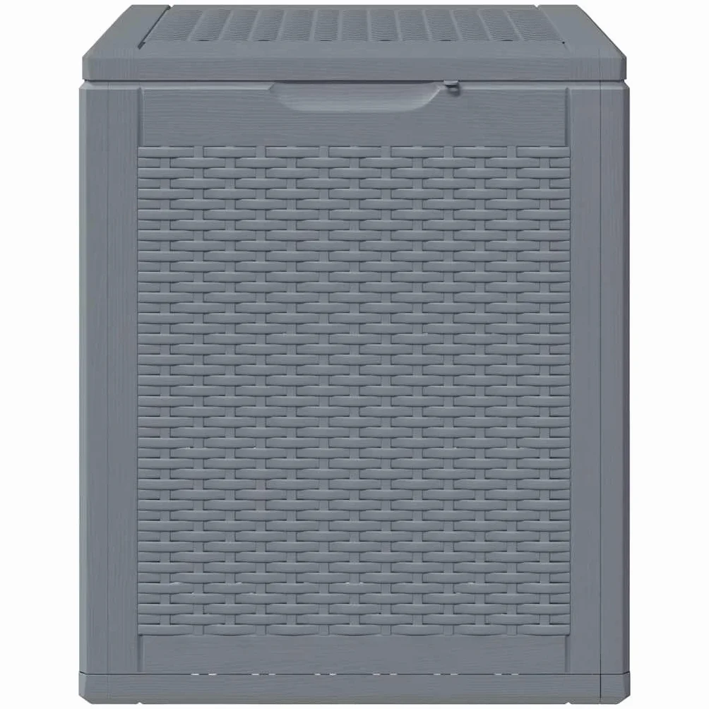 vidaXL Contenitore da Giardino Grigio in Rattan PP 90 L, Contenitore portaoggetti da Giardino, portaoggetti, cesta degli Attrezzi, Contenitore