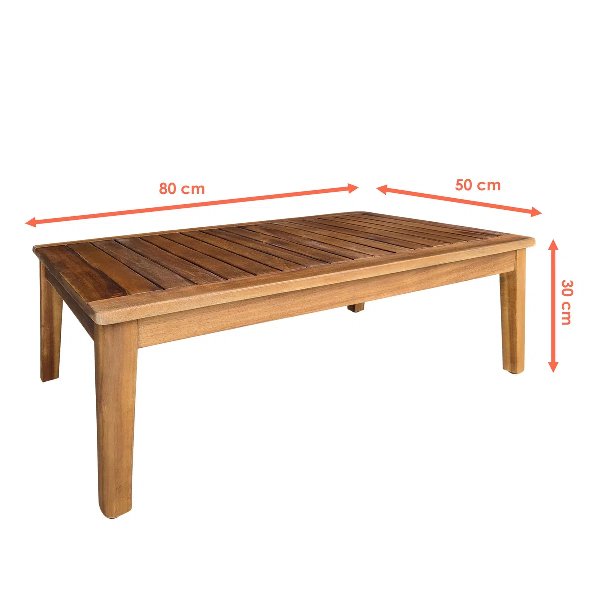 Tavolino da giardino in legno di acacia oliato 80 x 50 cm - Tavolo da salotto in legno massello