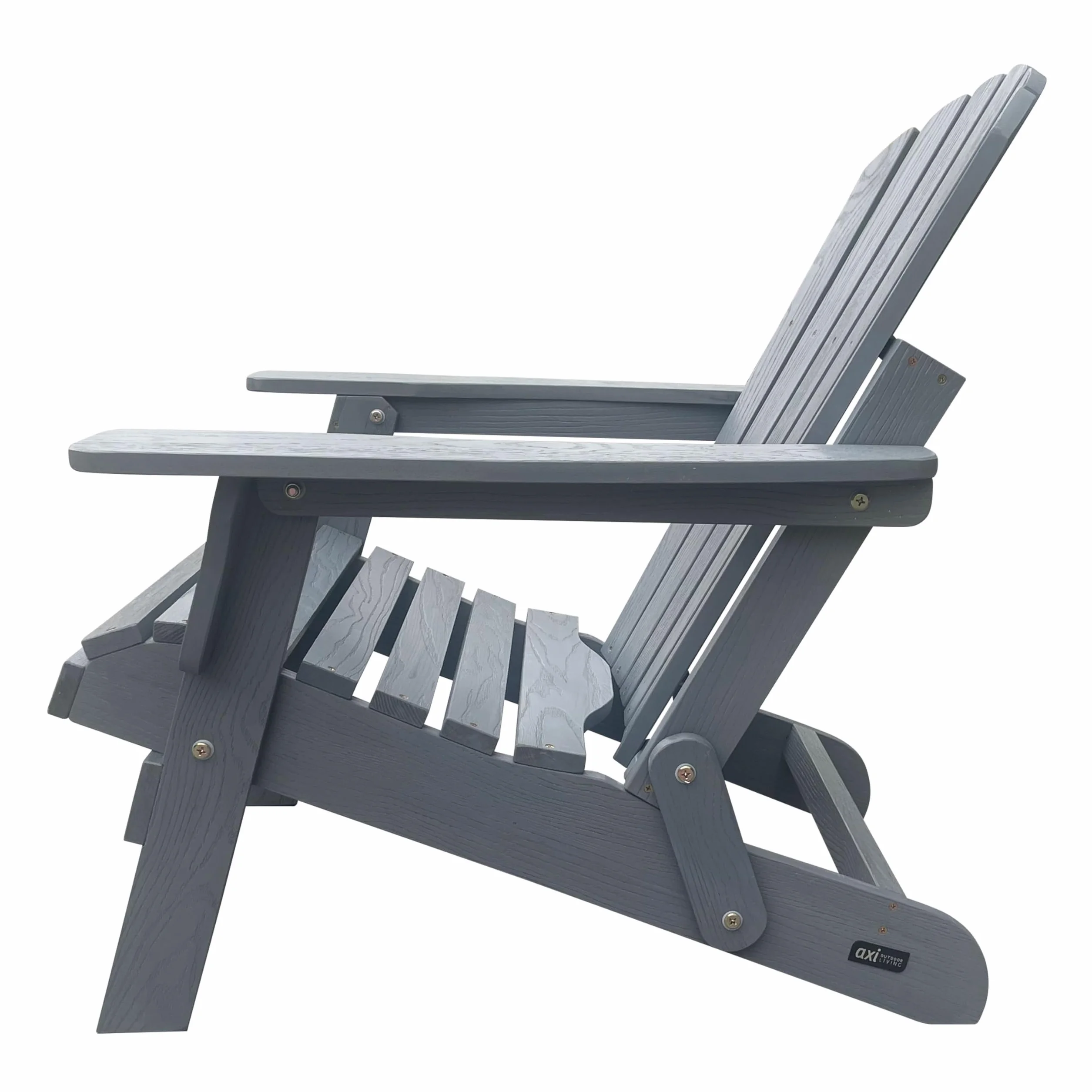 AXI Rosalie Sedia Adirondack in Legno, Pieghevole, color Grigia | Sdraio da Giardino / 100% Legno di Hemlock per 1 Persona con Braccioli e Schienale Alto | 75,5 x 86,5 x 85 cm