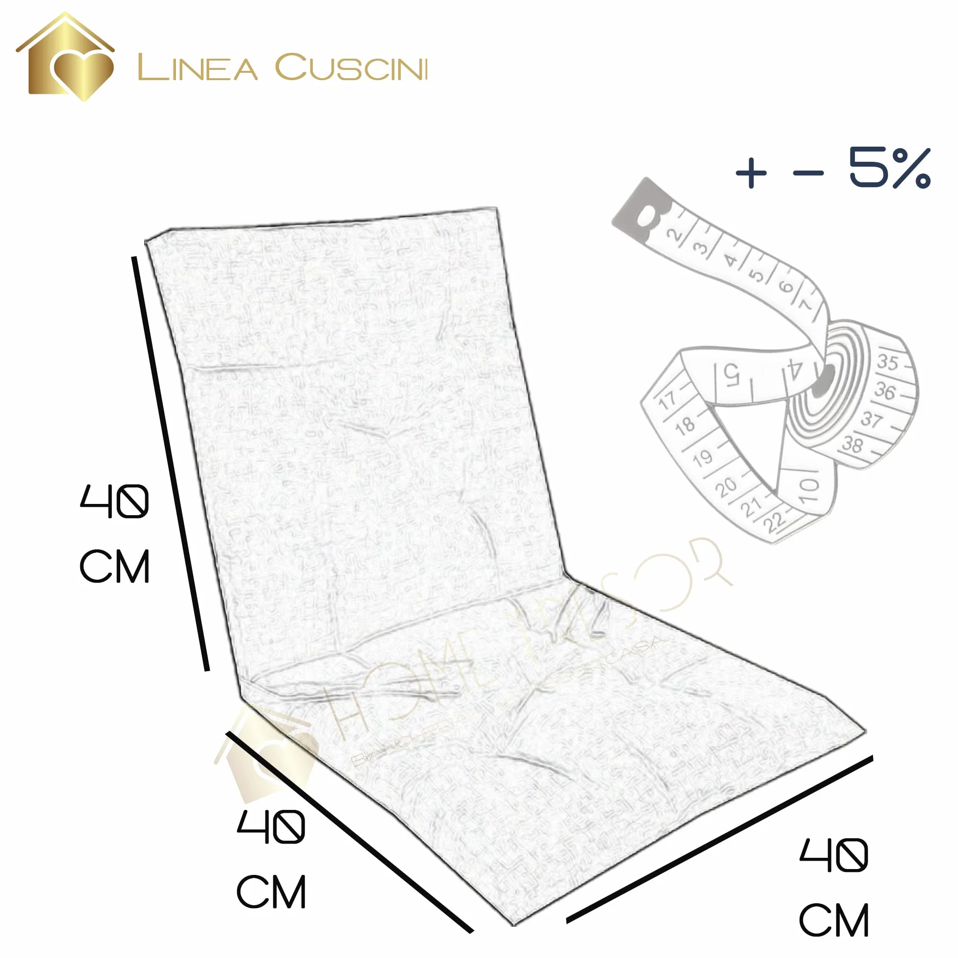 Home Tresor - Set Cuscini per Sedie con Schienale, Cuscini per Sedie da Interno, Esterno, Cucina, Giardino Cuscini Coprisedia Imbottiti 6 cm. con Schienale 4 Pezzi (Beige)