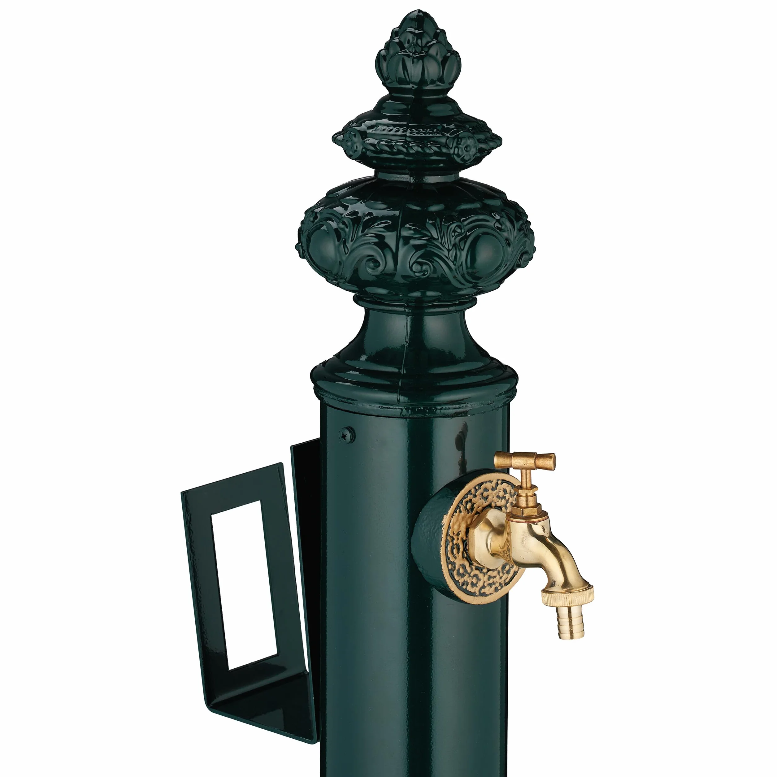 Relaxdays Fontana da Giardino Stile Antico, Fontanella a Colonna con Rubinetto, Vaschetta, Portatubo, 87x26x43 cm, Verde