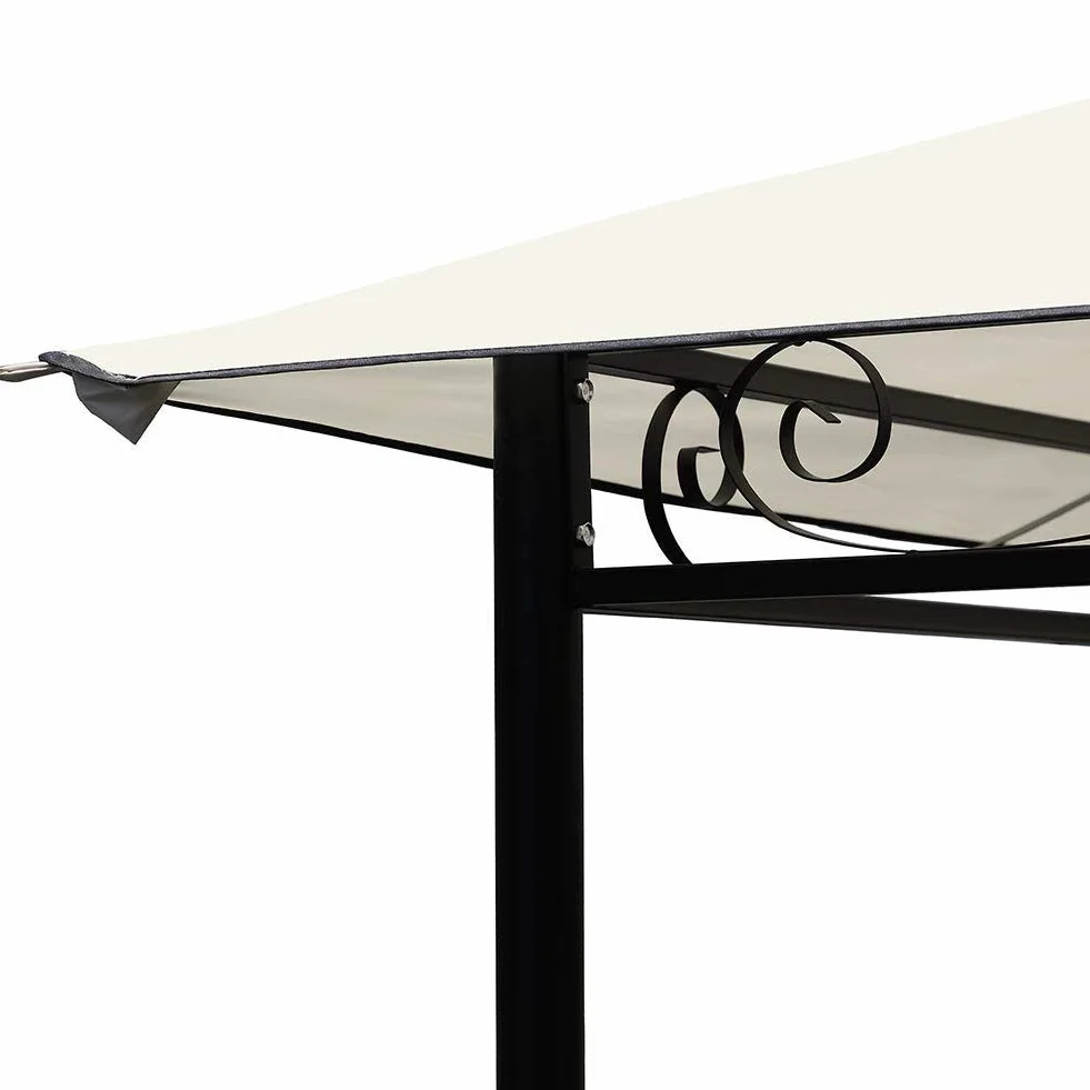 Bakaji Gazebo 3x3 mt Struttura Tubolare Acciaio Inox Antipioggia Impermeabile Antivento Beige