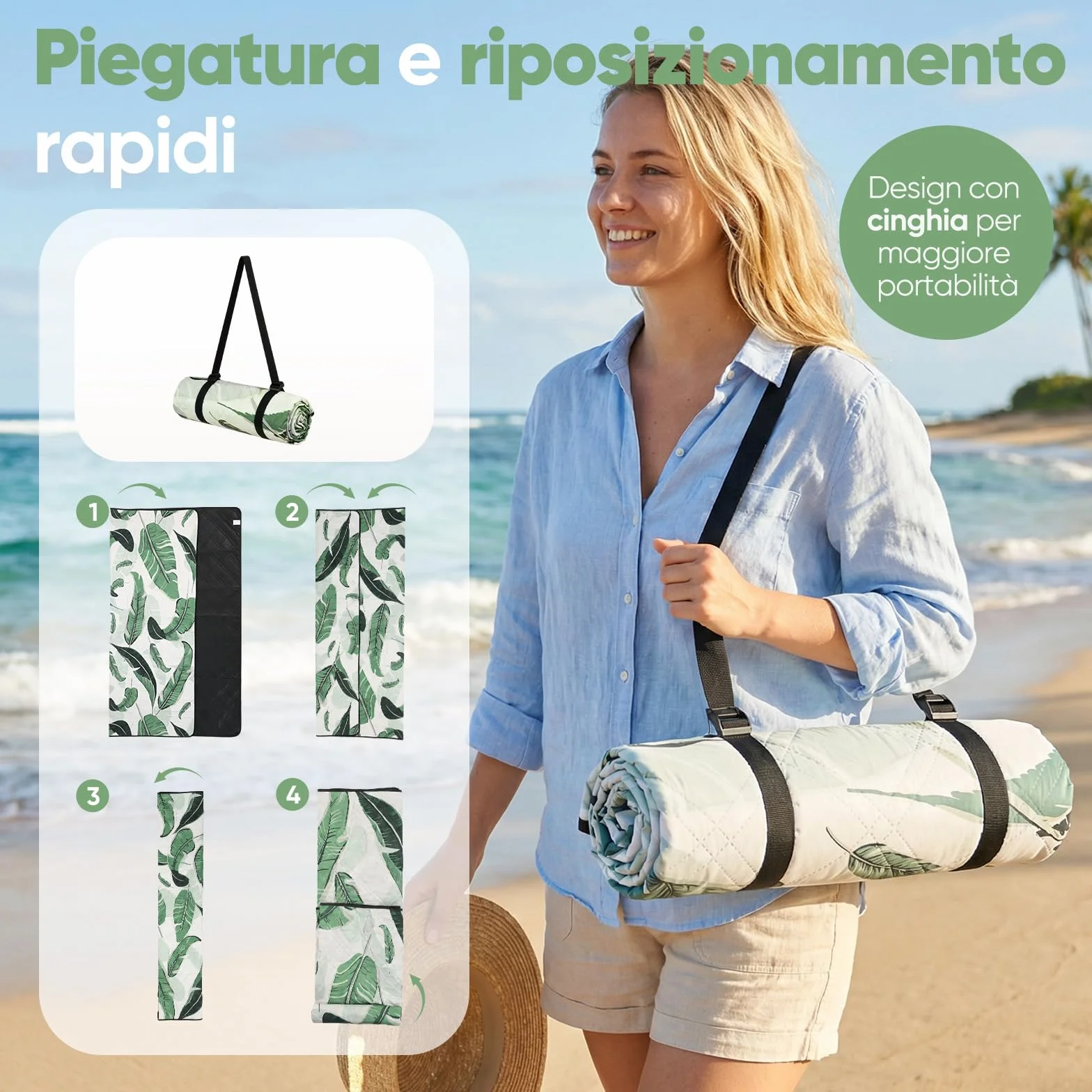Sekey Coperta Picnic Impermeabile Grande 200x300 cm Antisabbia Imbottita PEVA per Picnic, Camping, Spiaggia