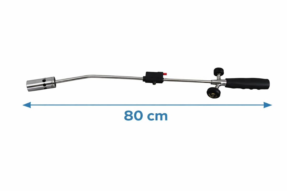 Bruciatore di erbacce RHP 80 cm a gas con accensione piezoelettrica, fiamma regolabile, incluse 8 cartucce da 227 g