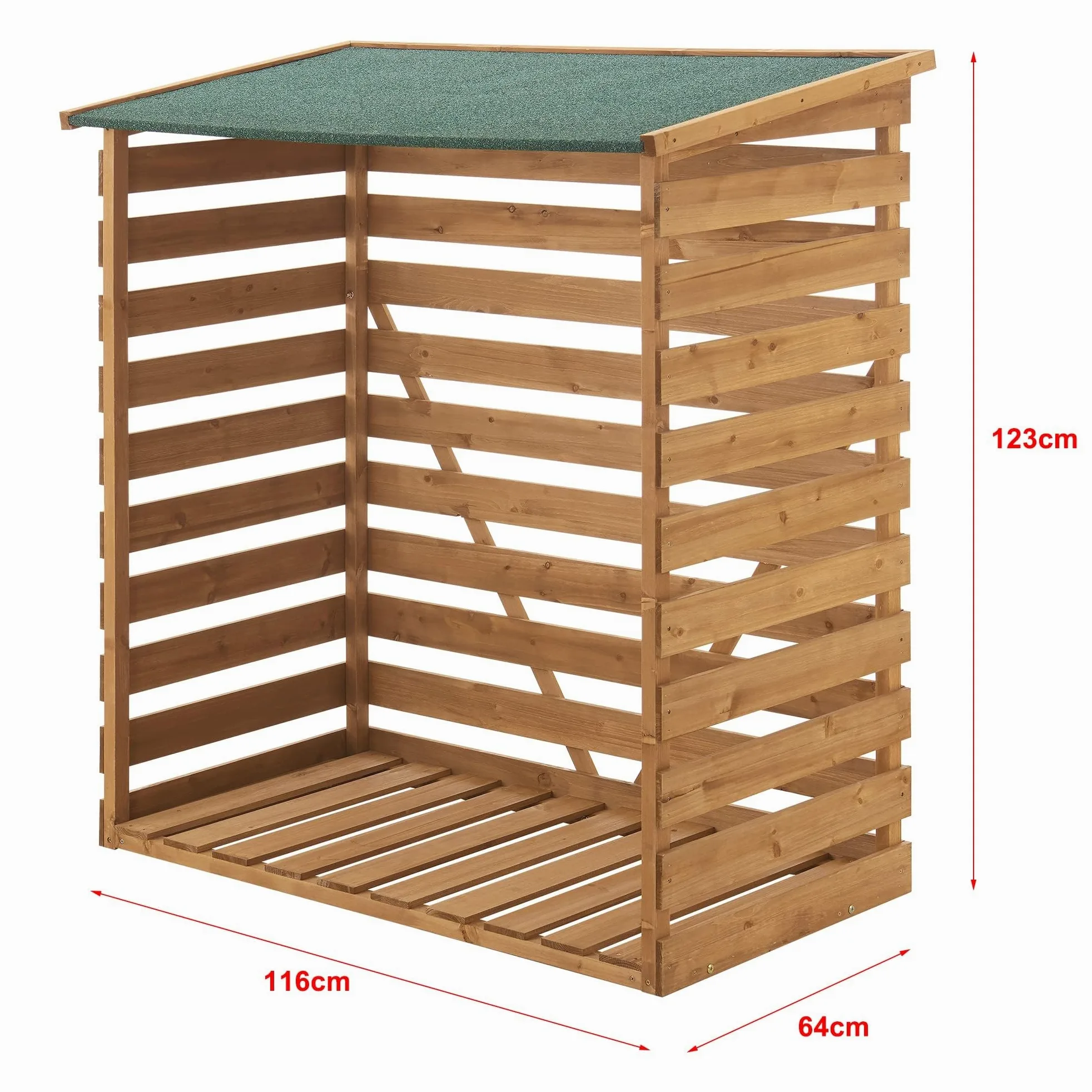Legnaia da Esterno Abete con Tetto in Bitume Deposito Coperto per Legna da Ardere 123 x 116 x 64 cm