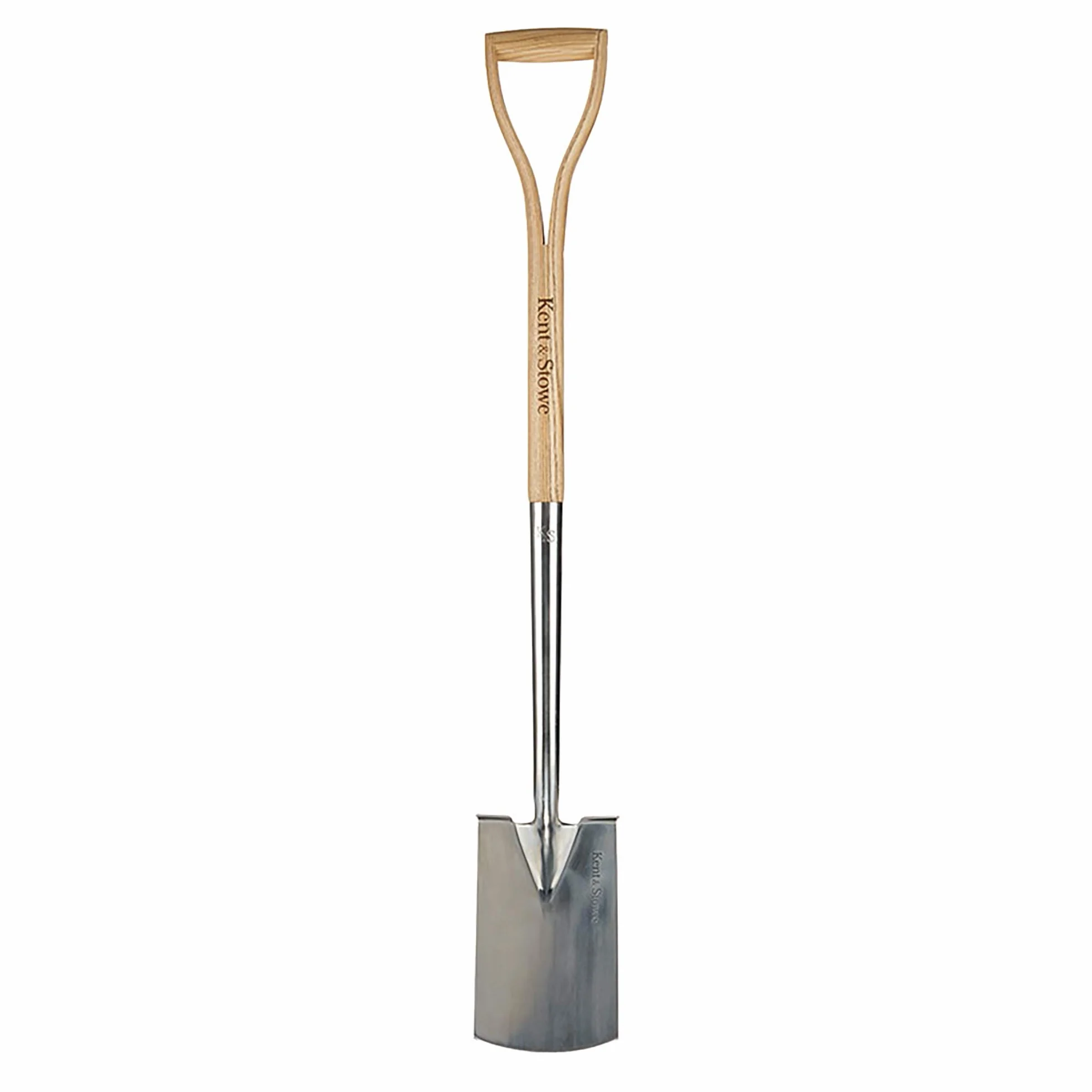 Kent & Stowe Vanga per aiuole – Vanga professionale in acciaio inossidabile per aiuole, vanga da giardino con manico in frassino, lunghezza: 104 cm