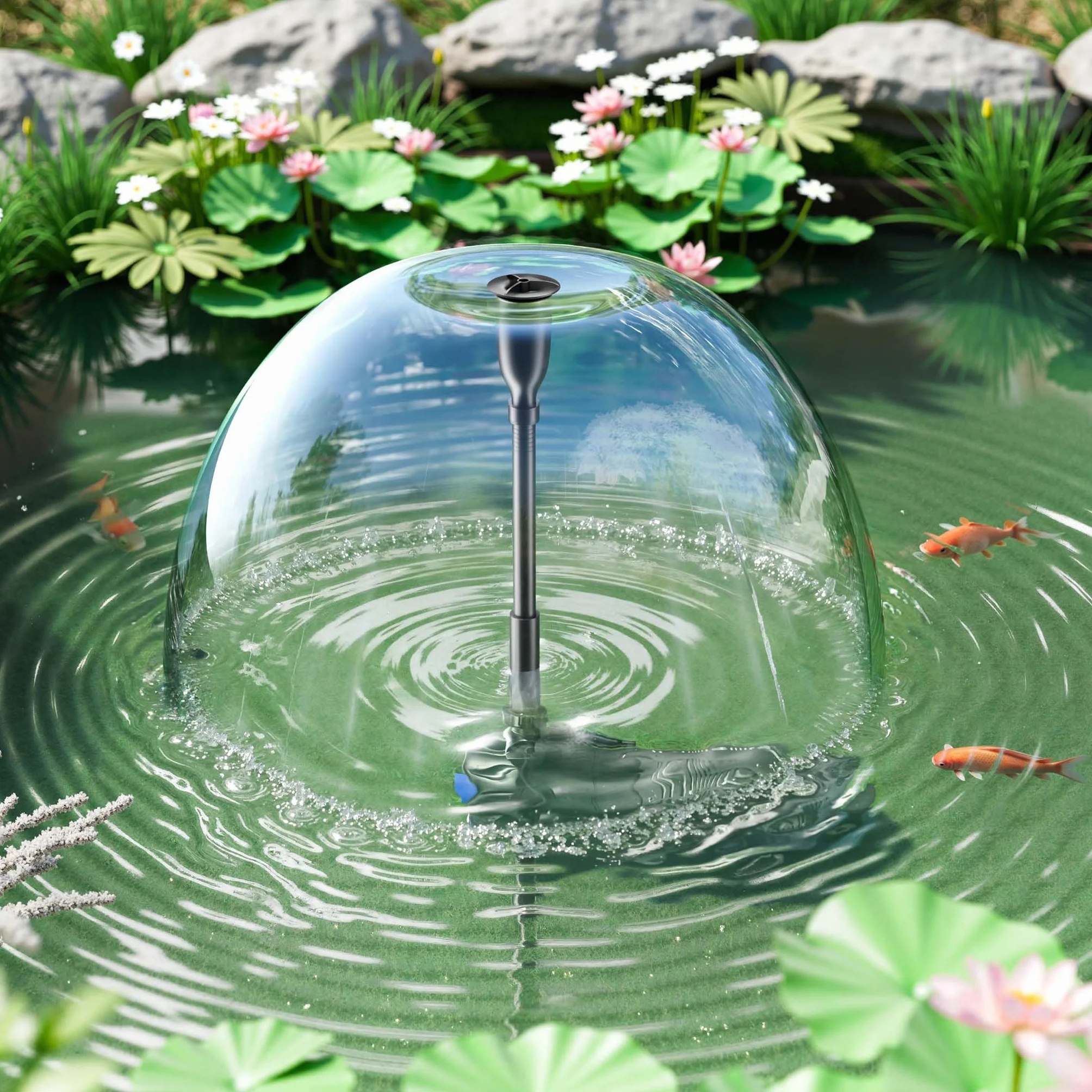 SunSun CUP-129 Pompa fontana con UVC 9W, 1000 l/h 24W, 4 giochi d'acqua, Pompa filtro laghetto