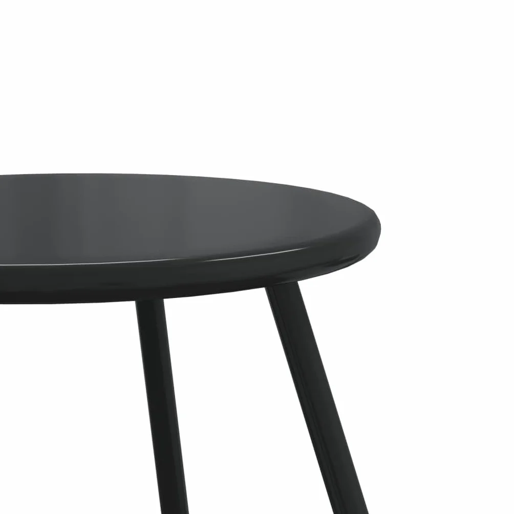 Tavolino Giardino Rotondo Nero Acciaio Verniciato a Polvere 2pz