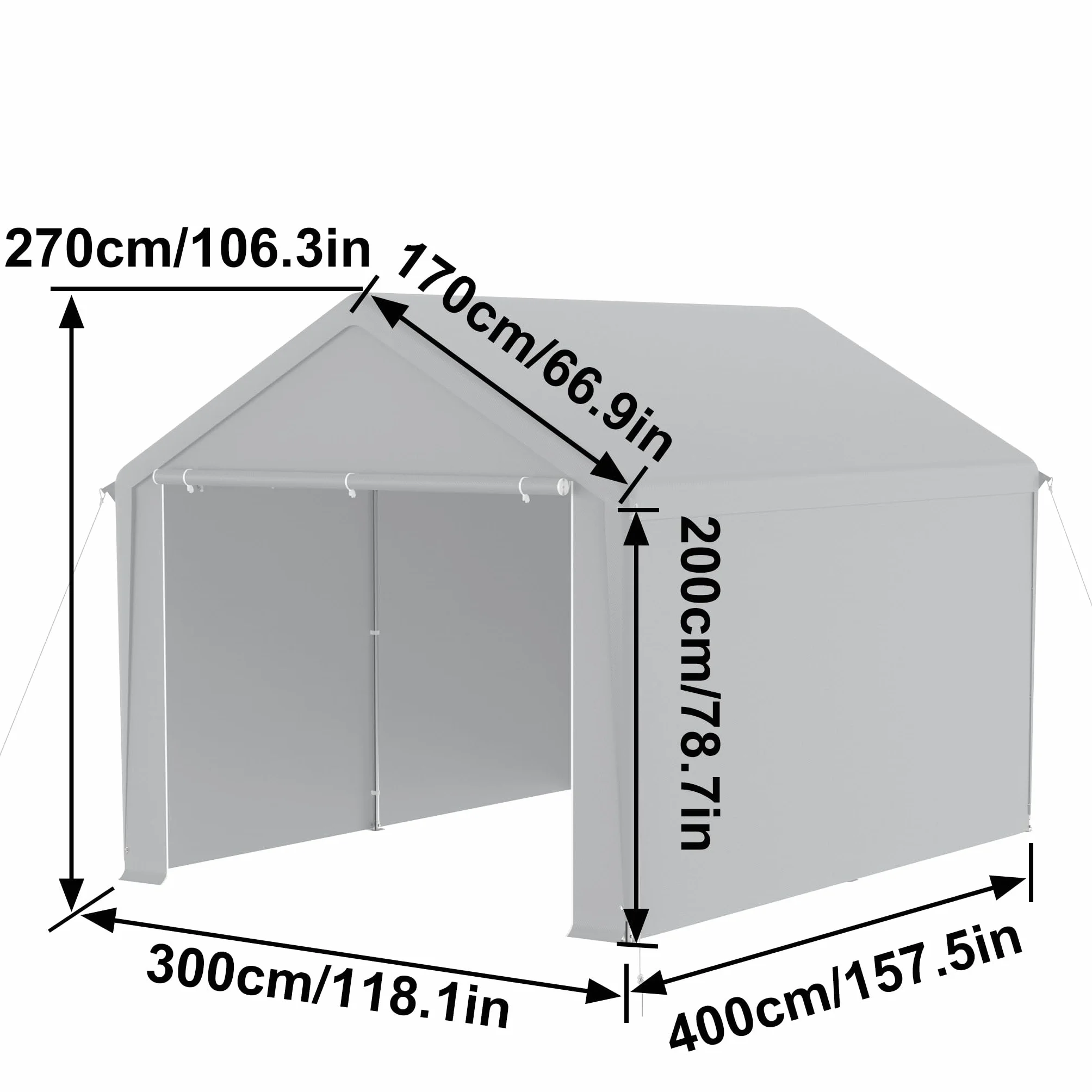 UISEBRT Garage per tende da 3 x 4 m tettoia tenda da campeggio telone PE telaio acciaio resistente