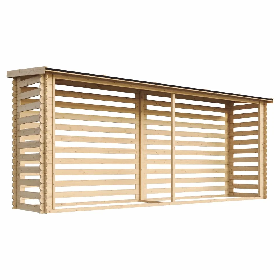 TIMBELA Legnaia da Esterno in Legno - Portalegna da Esterno - Casetta da Giardino in Legno - Porta Legna per Esterno 112x450xA199 cm/10 m3 M203