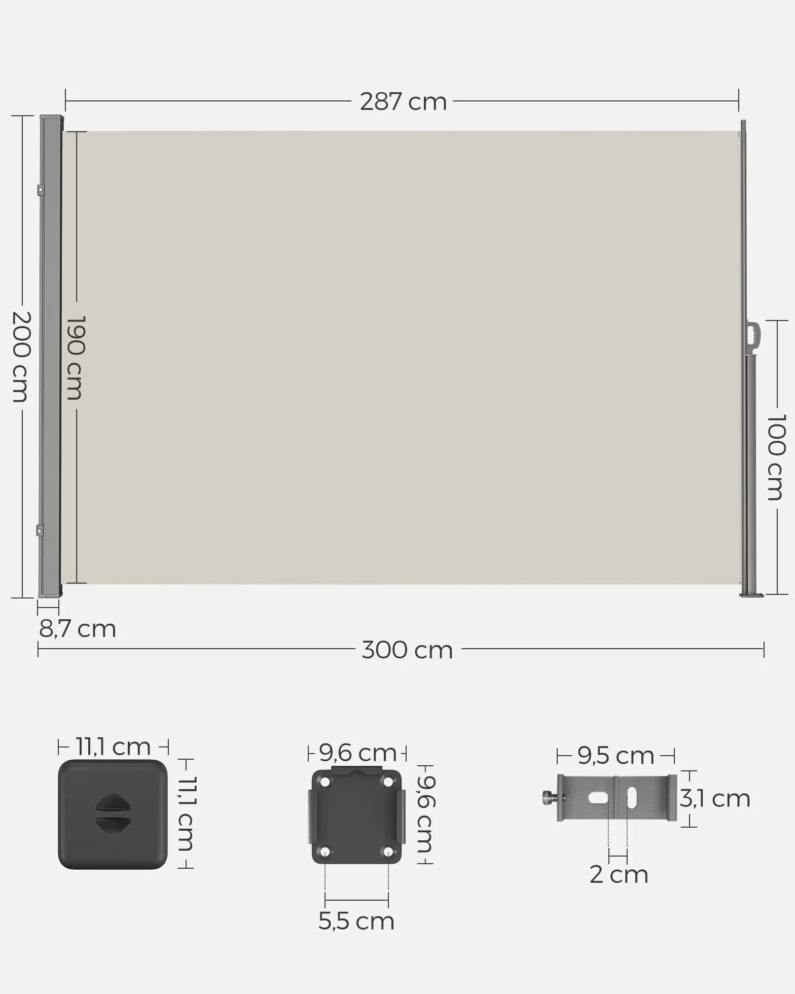 SONGMICS Paravento da Esterno 200 x 300 cm Antiruggine Estensibile Beige