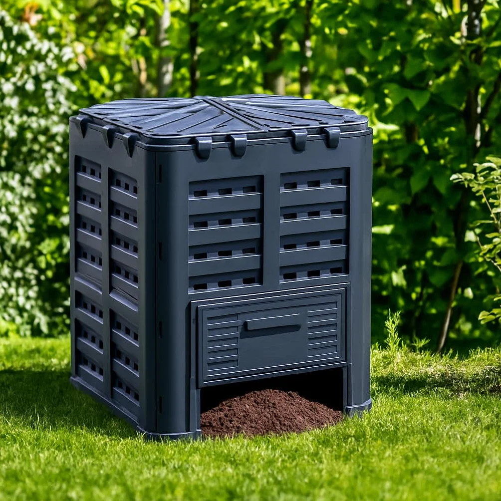 Composter Garden 360L - Contenitore per compost con base - Composter termico in plastica nero - Compost - Compositore termico da giardino