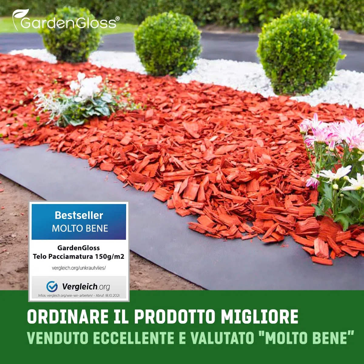 GardenGloss Telo Pacciamatura Contro Erbe Infestanti 50m² 150g/m² Extra Resistente Strappo Permeabile Acqua Resistenza UV Nero Orto 50m x 1m 1 Rotolo