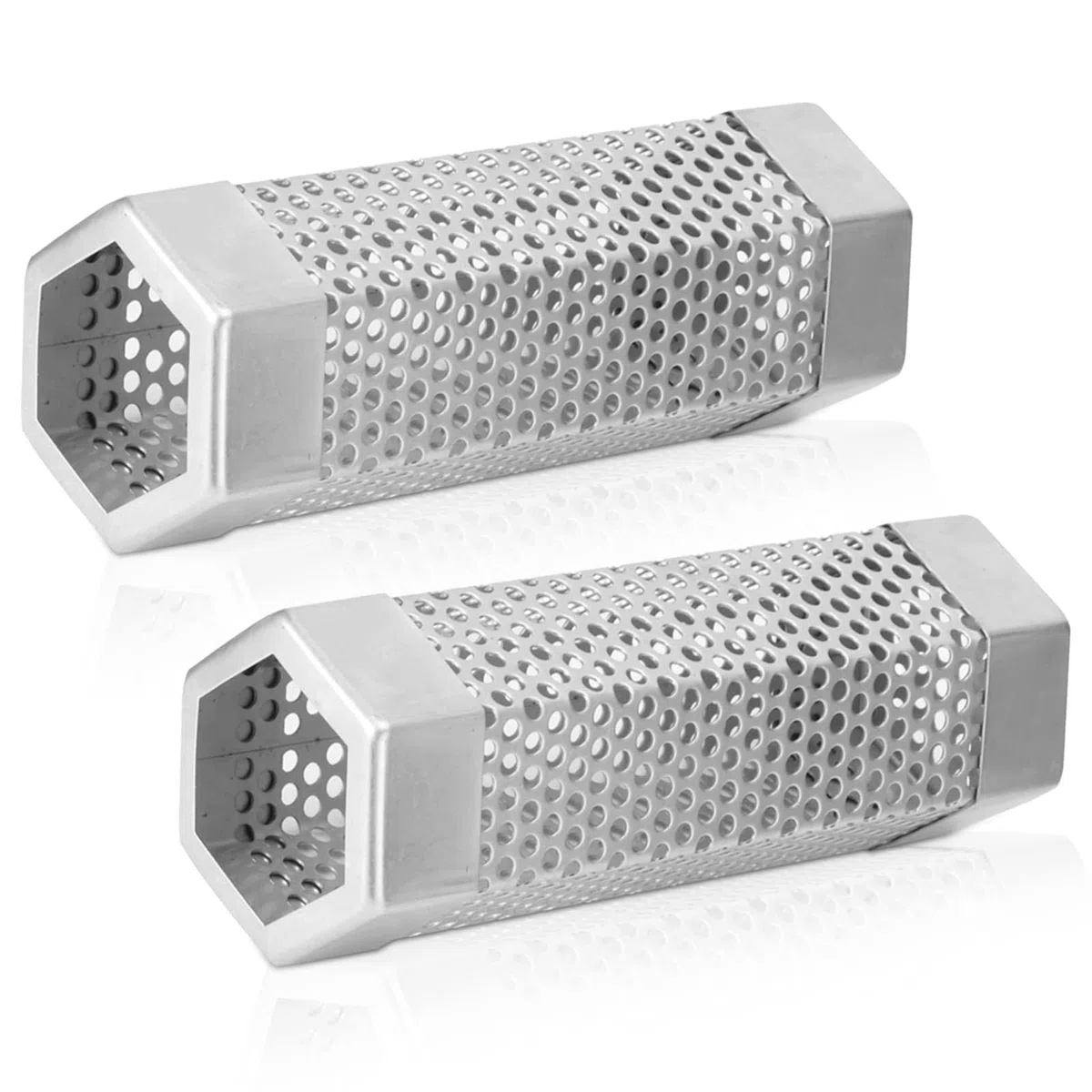 Tubo Affumicatore, 2 Pezzi Griglia, 15.3cm Acciaio Inox, Pellet Tubo Affumicatore per Qualsiasi Griglia a Carbone o Fumatori Elettrici