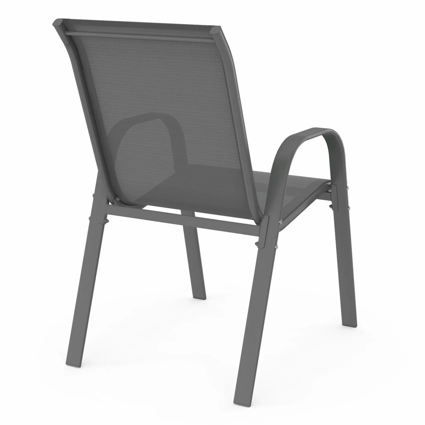 Set di 6 sedie impilabili in metallo e textilene grigio antracite LYMA