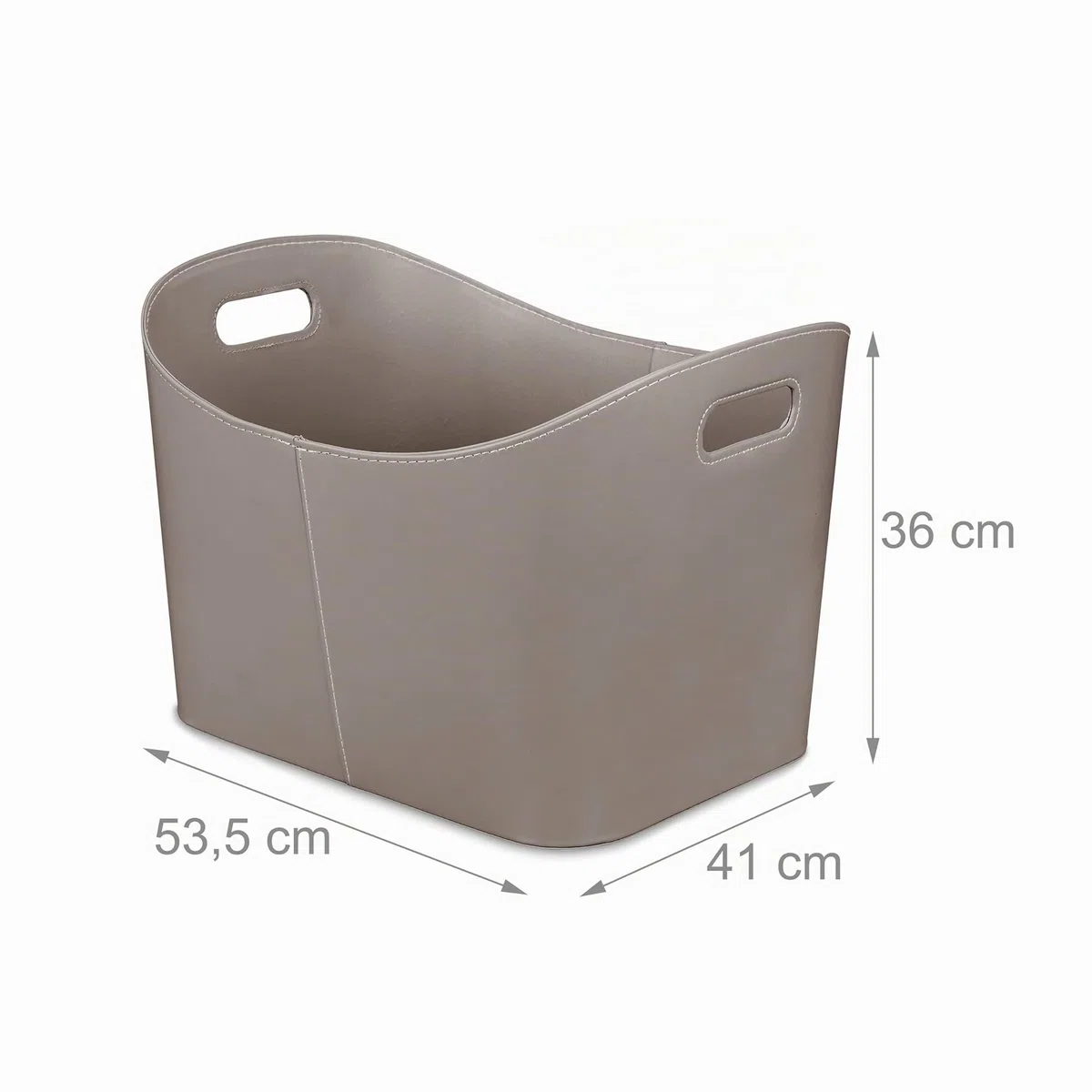 Relaxdays Cesta Portalegna in Similpelle con Manici 36x53,5x41 cm Grigio Scuro