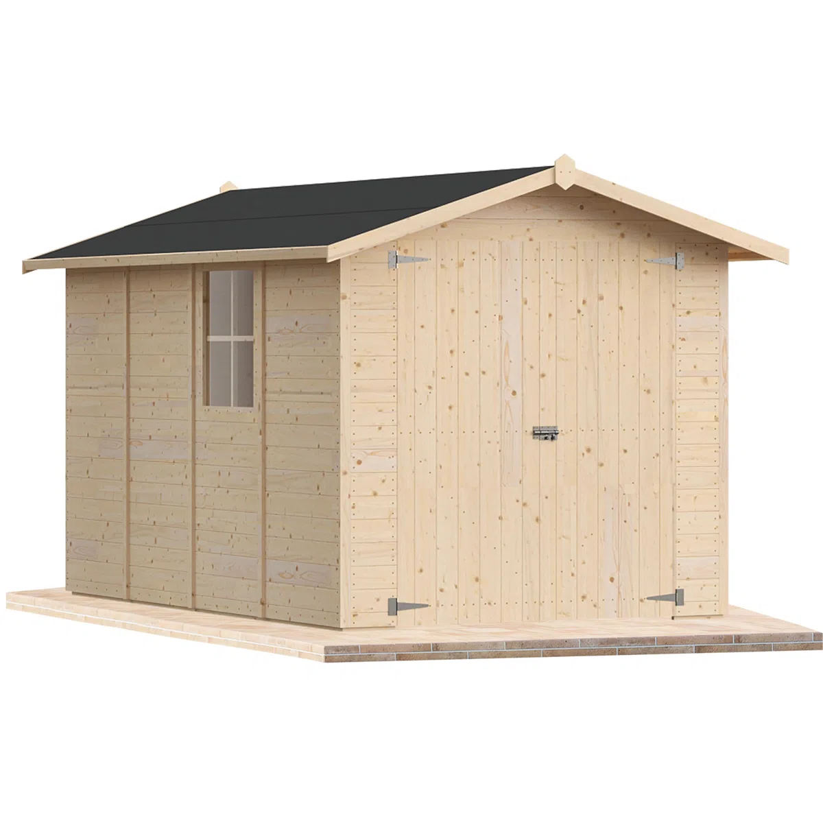 Casetta da giardino in legno per esterno 2Mq 200x400 20mm MADE IN ITALY mod. SONDRIO (Con Grondaia, Kit 2 Finestre Apribili)