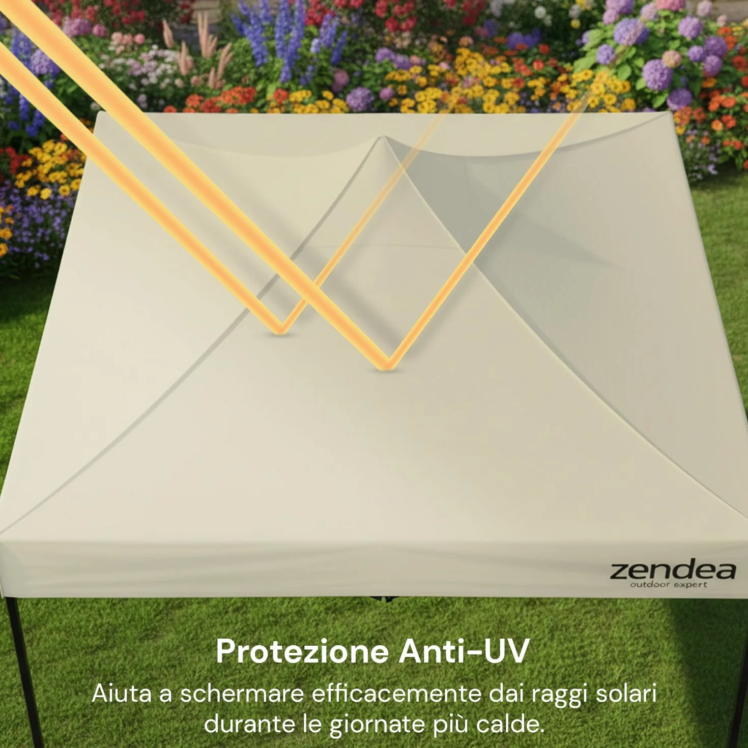 Gazebo Pieghevole Impermeabile 3x3 Beige Oxford 600D PVC Struttura Rinforzata per Giardino