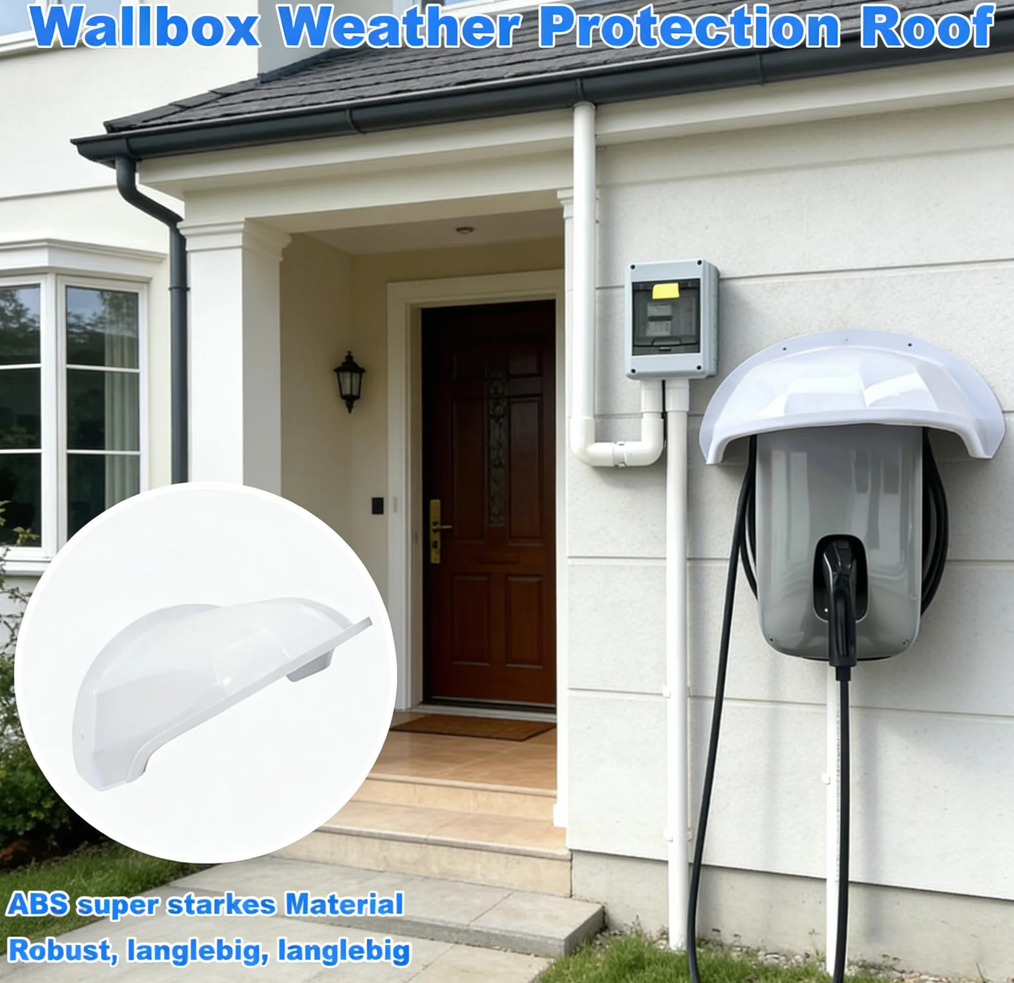 Wallbox Tettoia per stazione di ricarica auto elettrica protezione pioggia UV ABS 40x35,5x20 cm