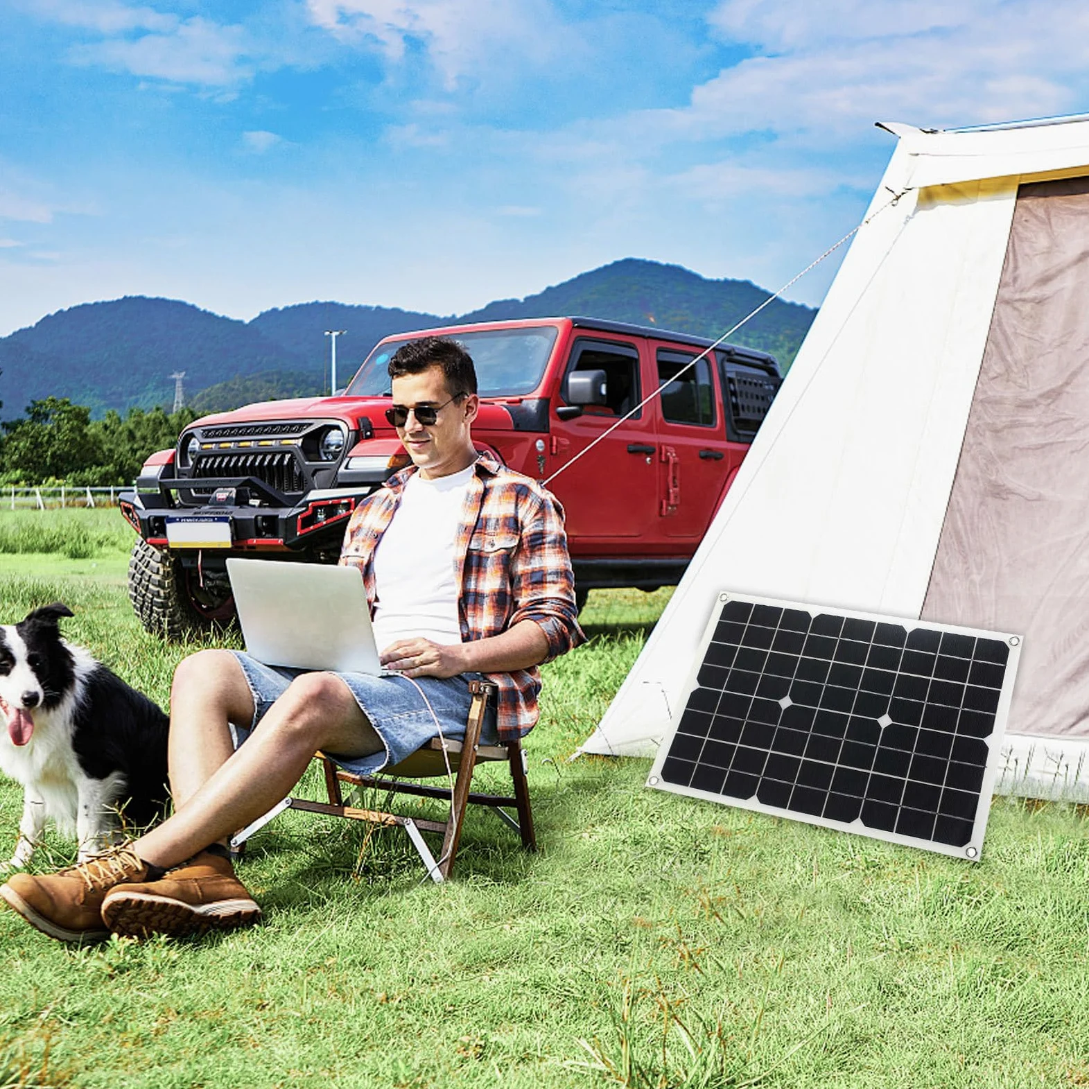 Kit pannello solare - Generatore solare 300W con prese 220V AC - per RV Off Grid con batteria e inverter, regolatore di carica 30A, inverter.