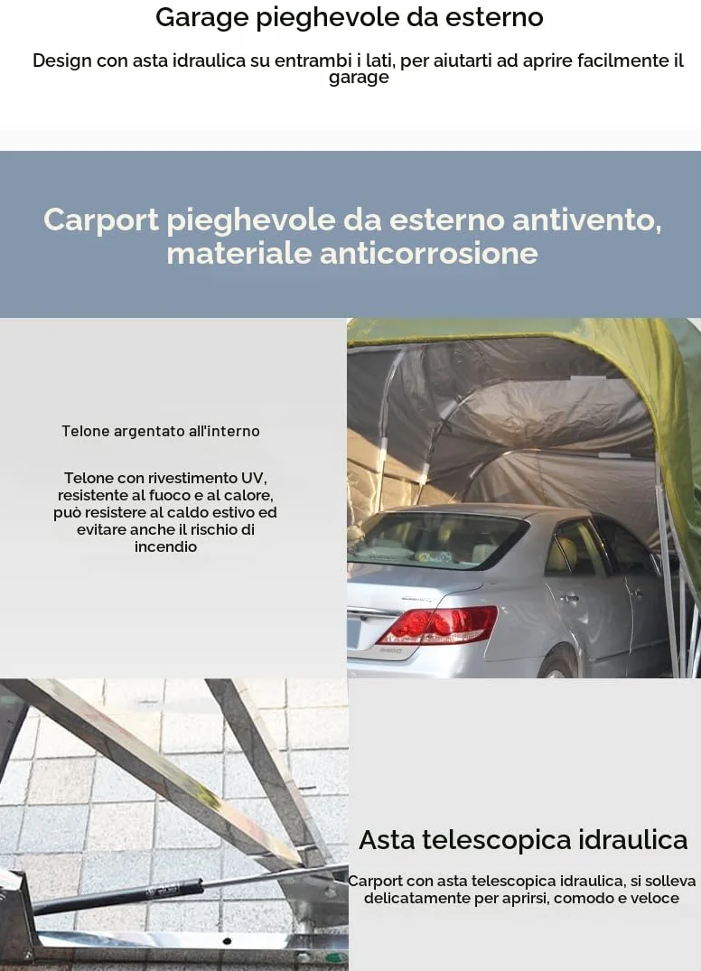 BEYSG, tenda per auto completamente automatica e portatile con telecomando, carport pieghevole in acciaio inossidabile per il parcheggio delle auto, carport per auto resistente (grigio 5,9 * 2,7 m