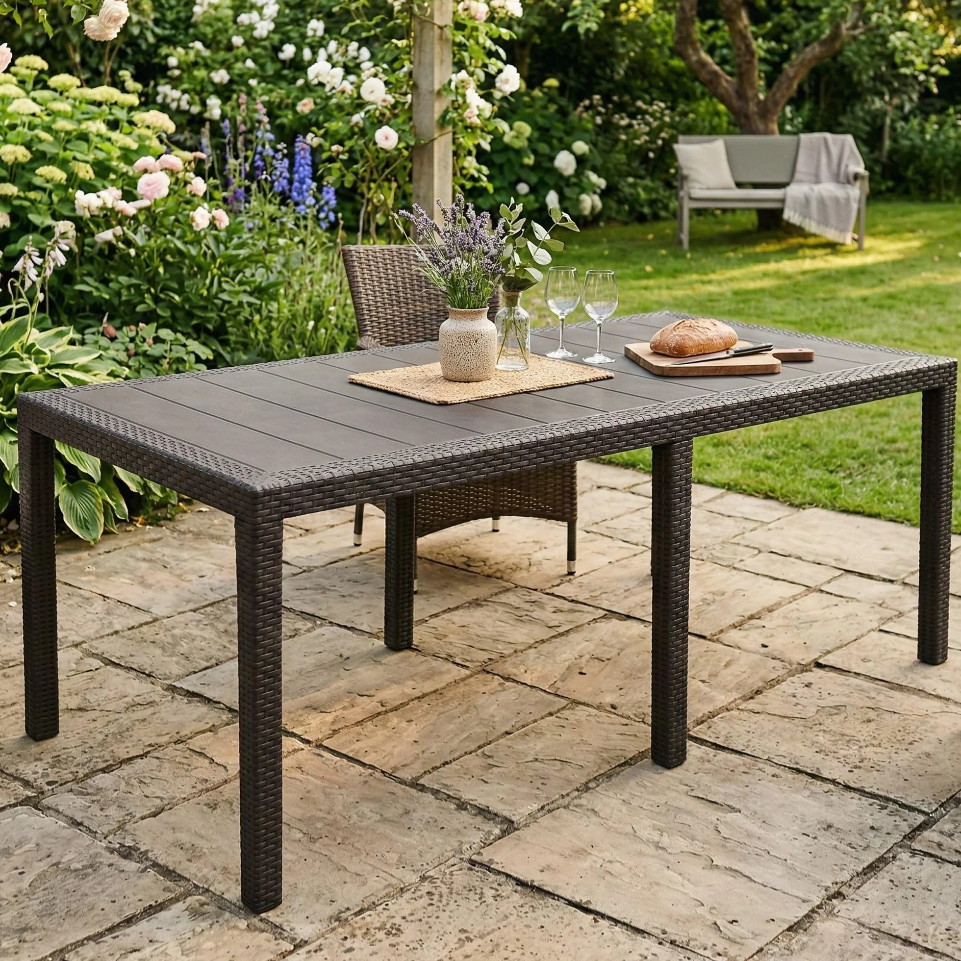 Tavolo da esterno Roma Ripiano rettangolare allungabile da pranzo 150/220x90h72 cm Antracite